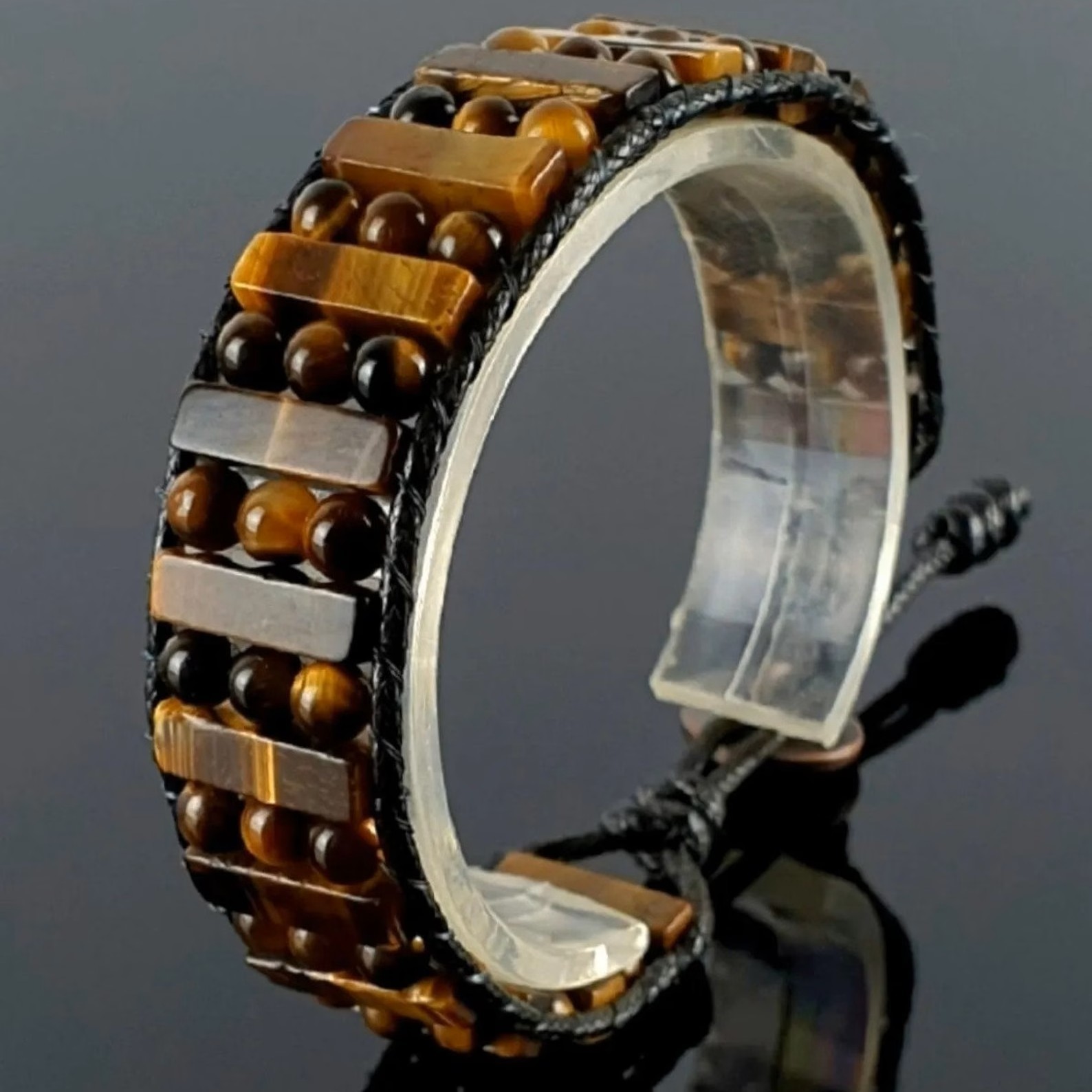 Natural Tiger Eye Braided Healing Chakra Handmade Crystal Men’s Bracelet Gift