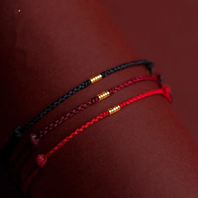 Hand Braided Red Rope Bracelet Copper Luck Bead Hand Rope Bracelet Simple
