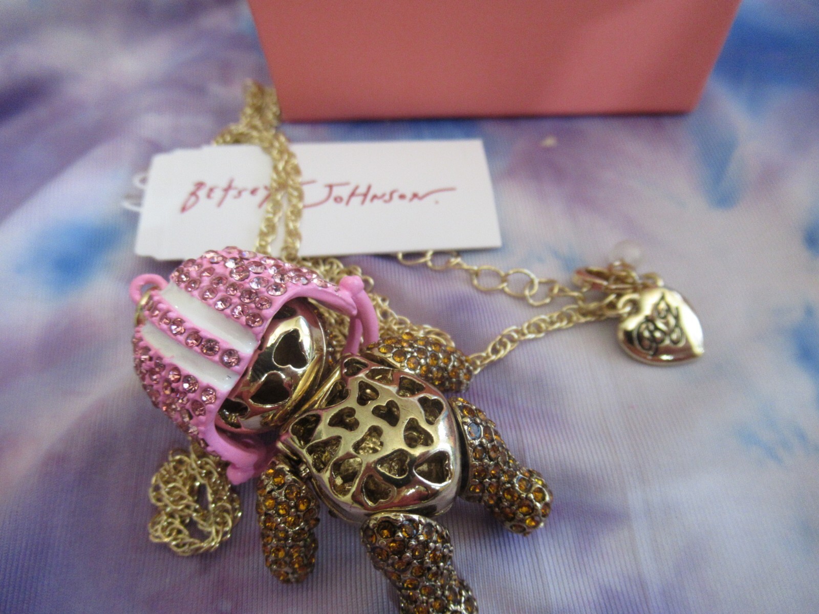BETSEY JOHNSON Teddy Bear Football or Teddy Bear Cheerleader Necklace NWT