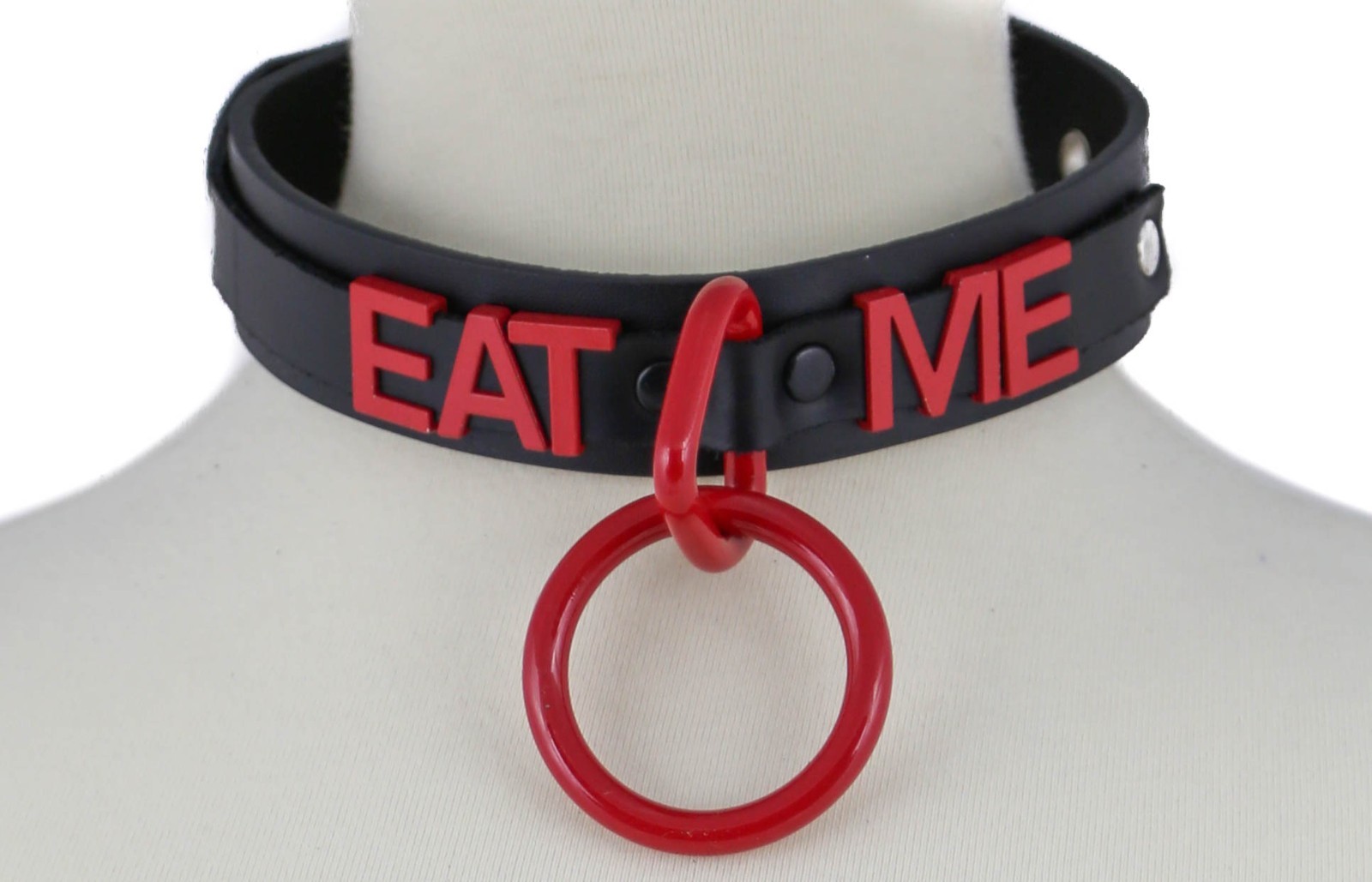 Name Bondage Collar Black O Ring RED Letter Slave Leather BDSM Slut Choker
