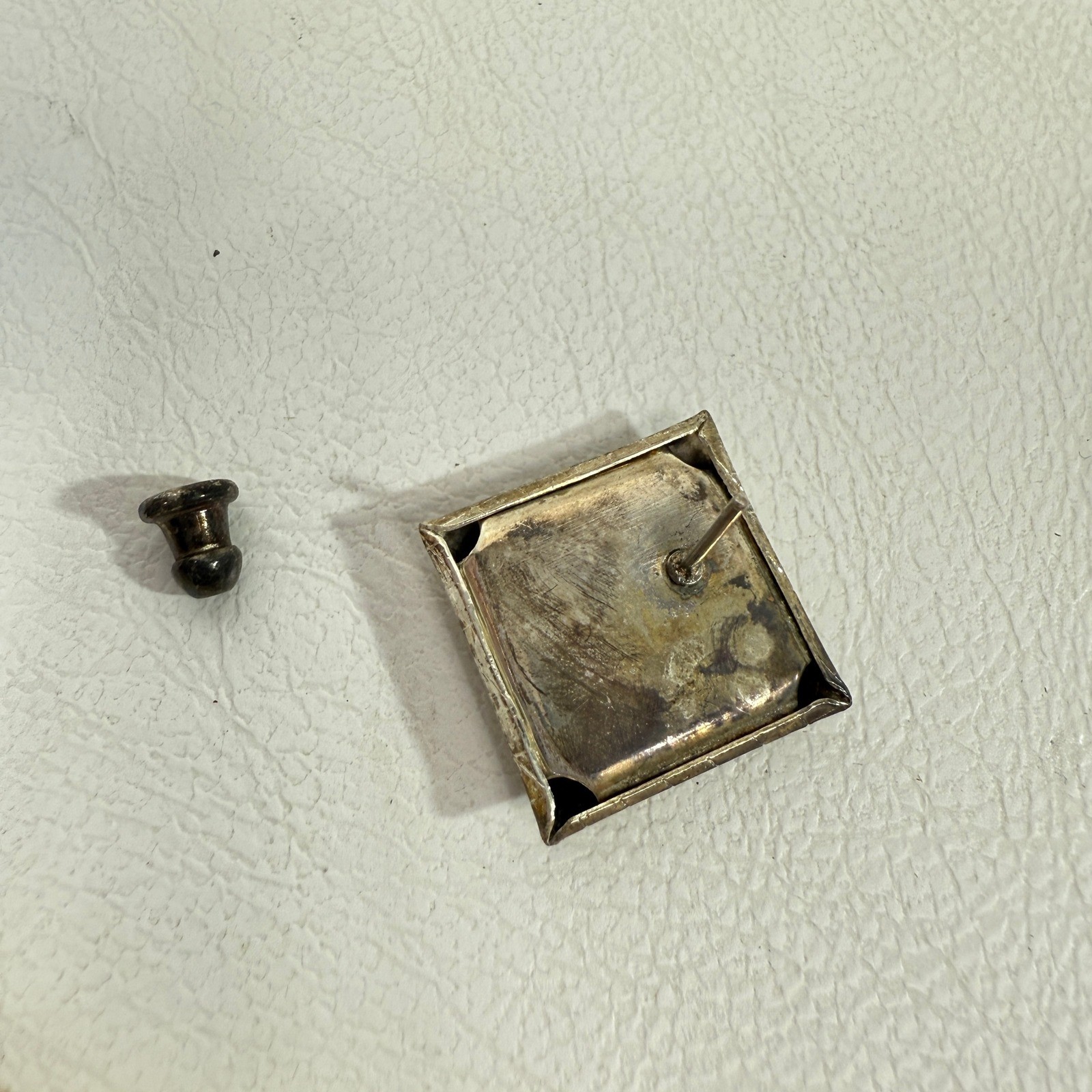 Contempo Fashions Silver Tone Square Earrings Stud Geometric Vintage Jewelry