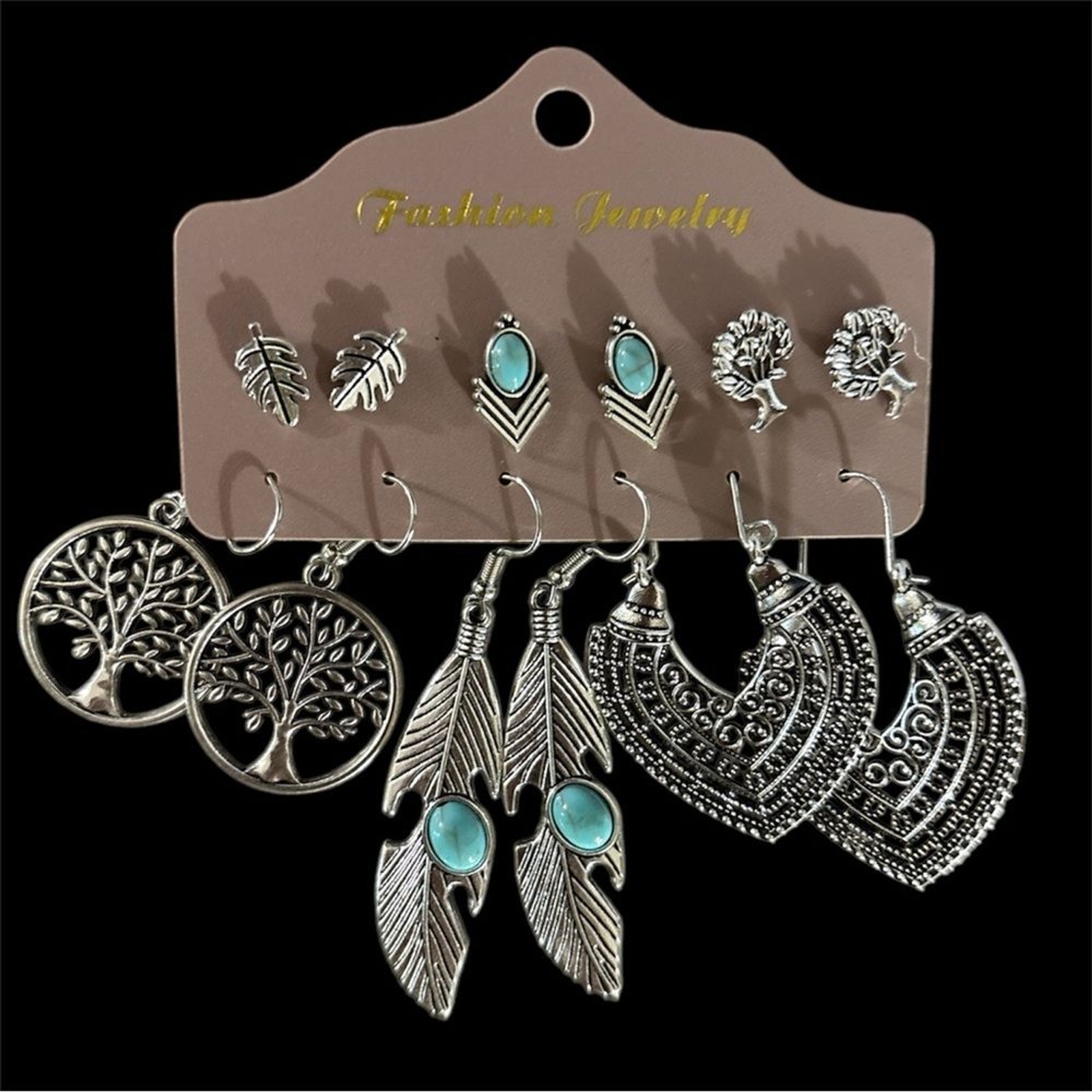 Bohemian Silver and Blue Earrings Set