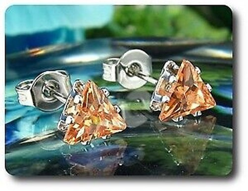 Earrings Orange Sapphire 0 3/32×0 1/4in Gold Plated White 18 K
