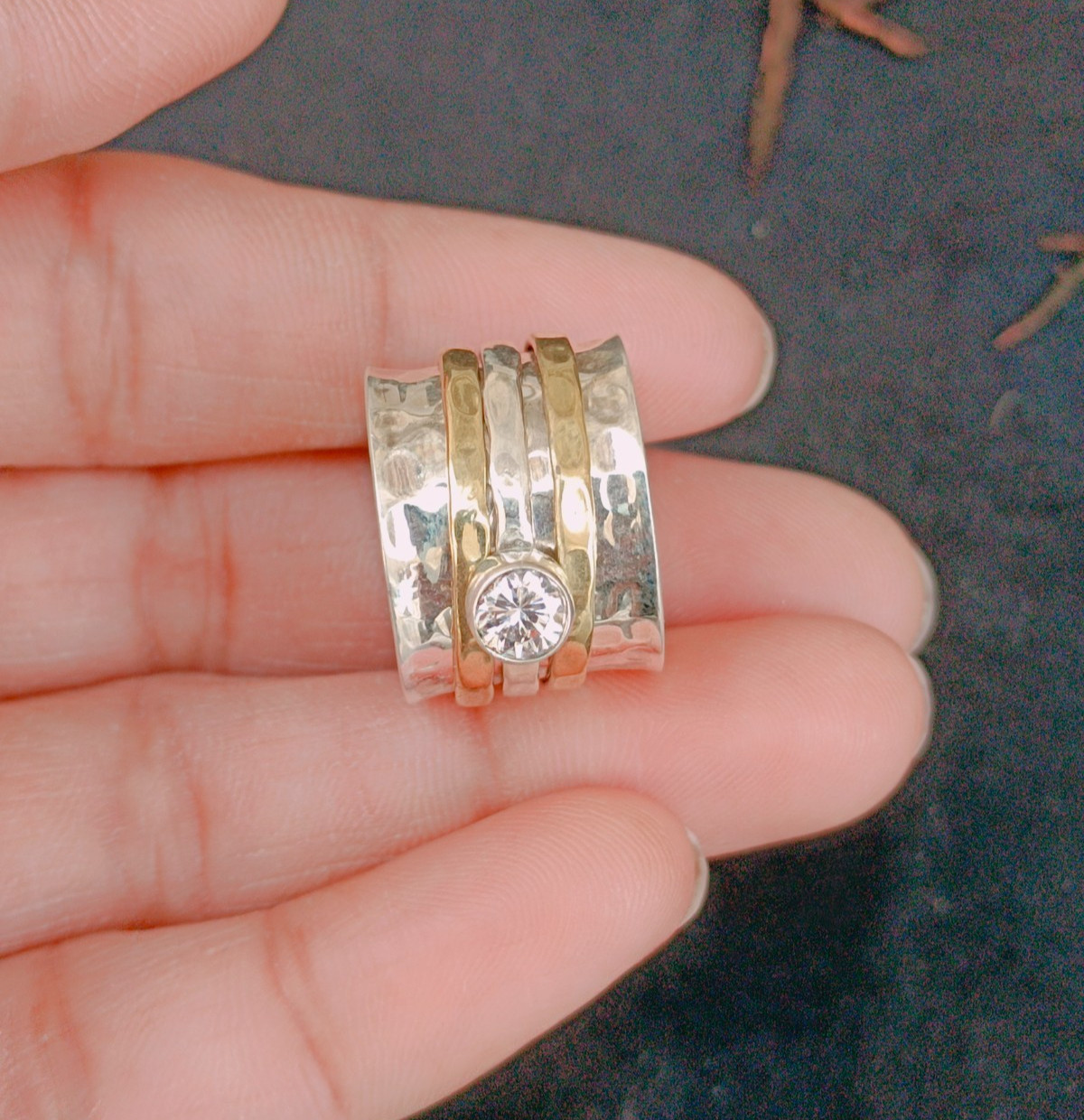 Crystal Quartz Spinner Ring 925 Sterling Silver Spinner Ring Handmade Ring B404