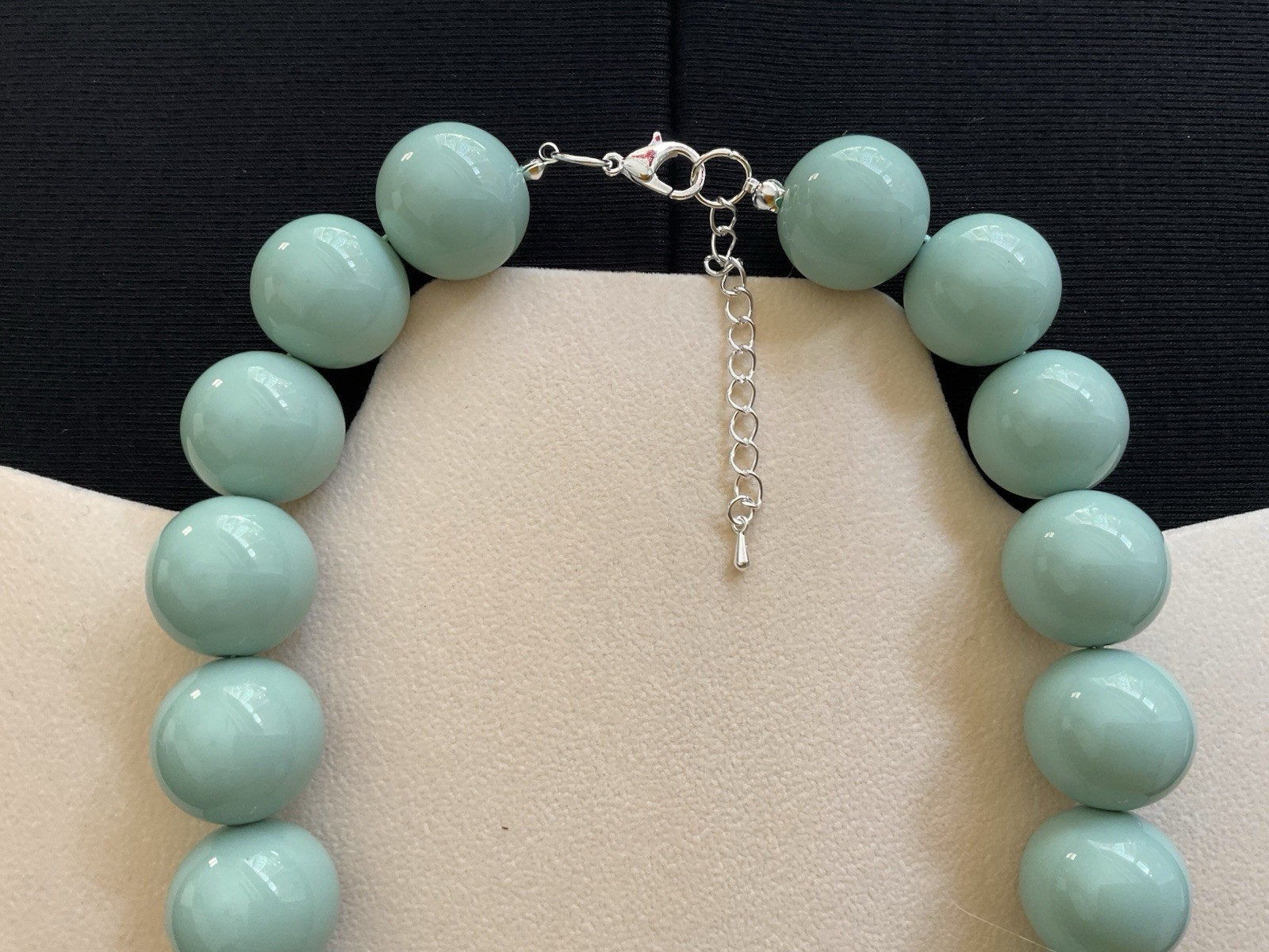 Chunky Duck Egg Blue Beads Adjustable Choker Necklace