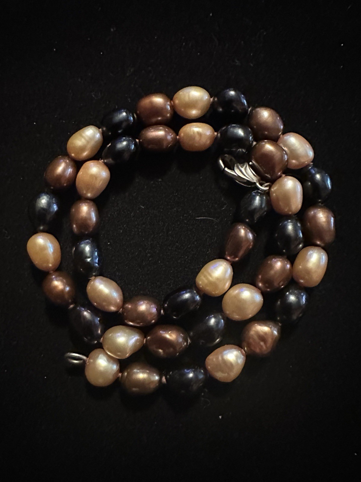 Honora Cultured Pearl Jet Leopard Necklace Brown Black 17 In Sterling Clasp