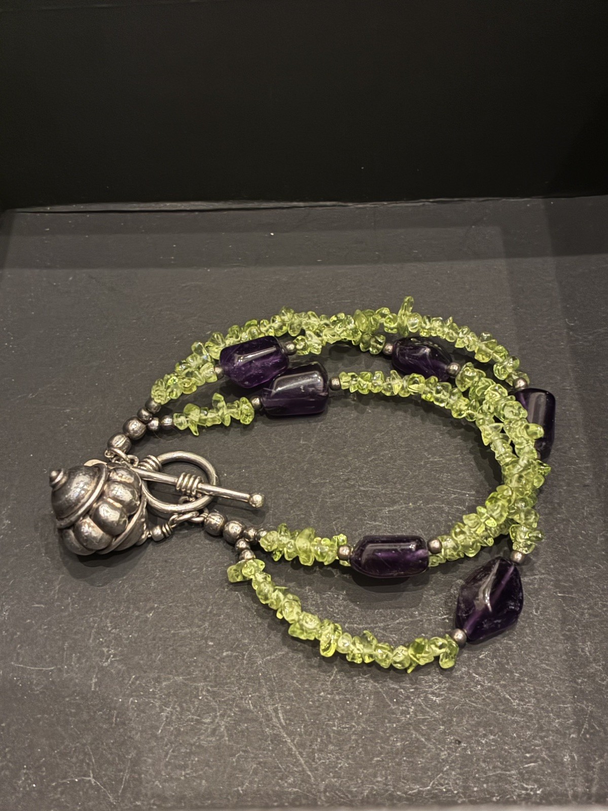 Gemstone Bracelet Natural Peridot Amethyst Gemstone Handmade Beaded Jewelry