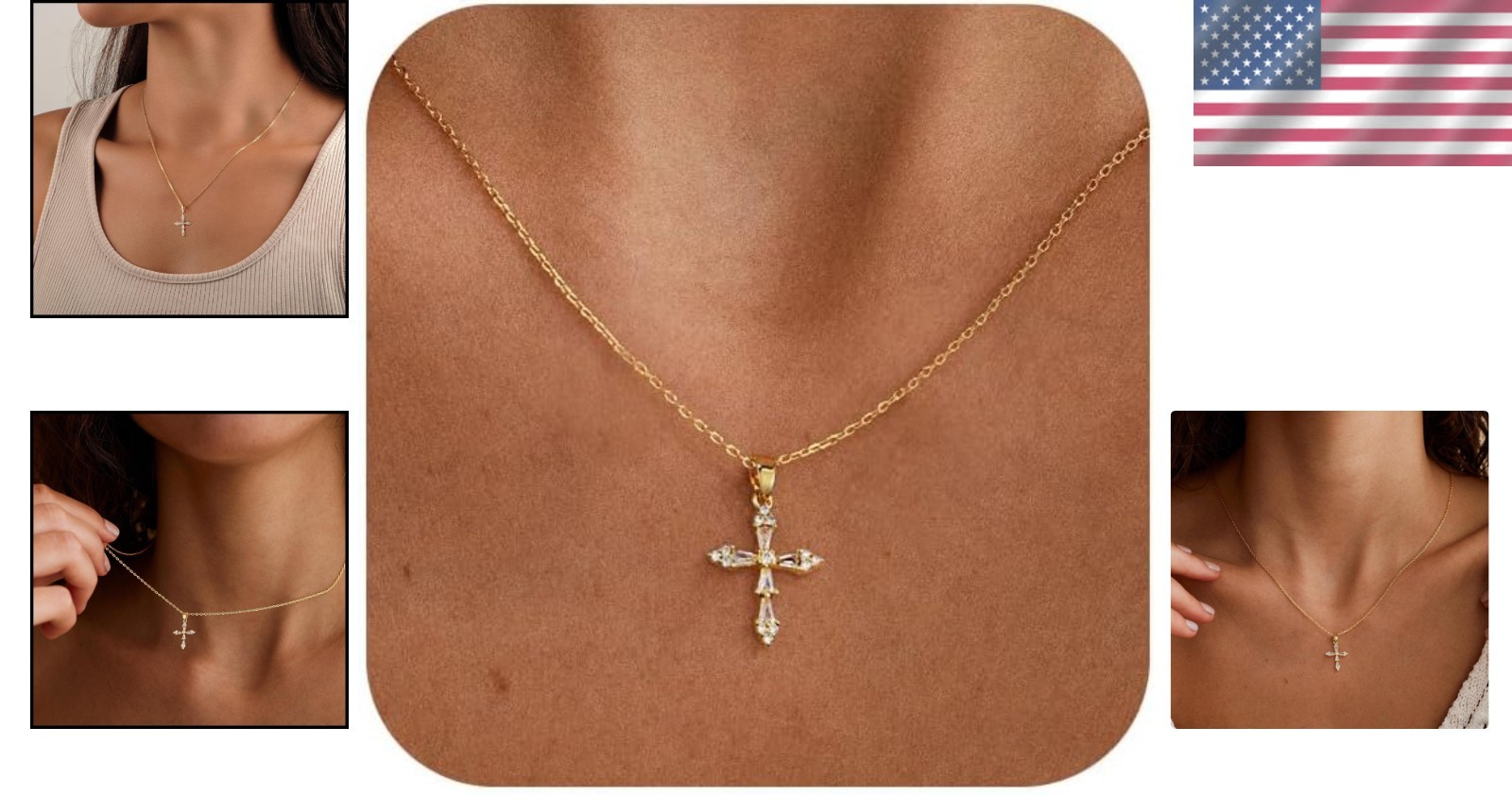Waterproof & Non-Tarnish Gold Cross Necklace – Minimalist Pendant for Daily Wear