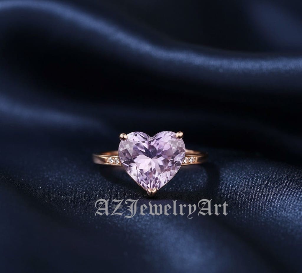 Heart Cut Lavender Sapphire Ring 925 Sterling Silver Women’s Engagement Ring.