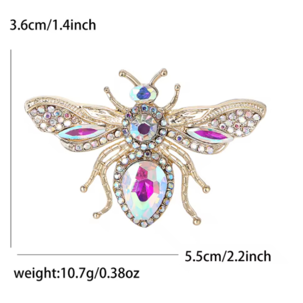 Vintage Rhinestone Bee Brooch Pin – Gold Tone Insect Jewelry, Unisex Summer Gift