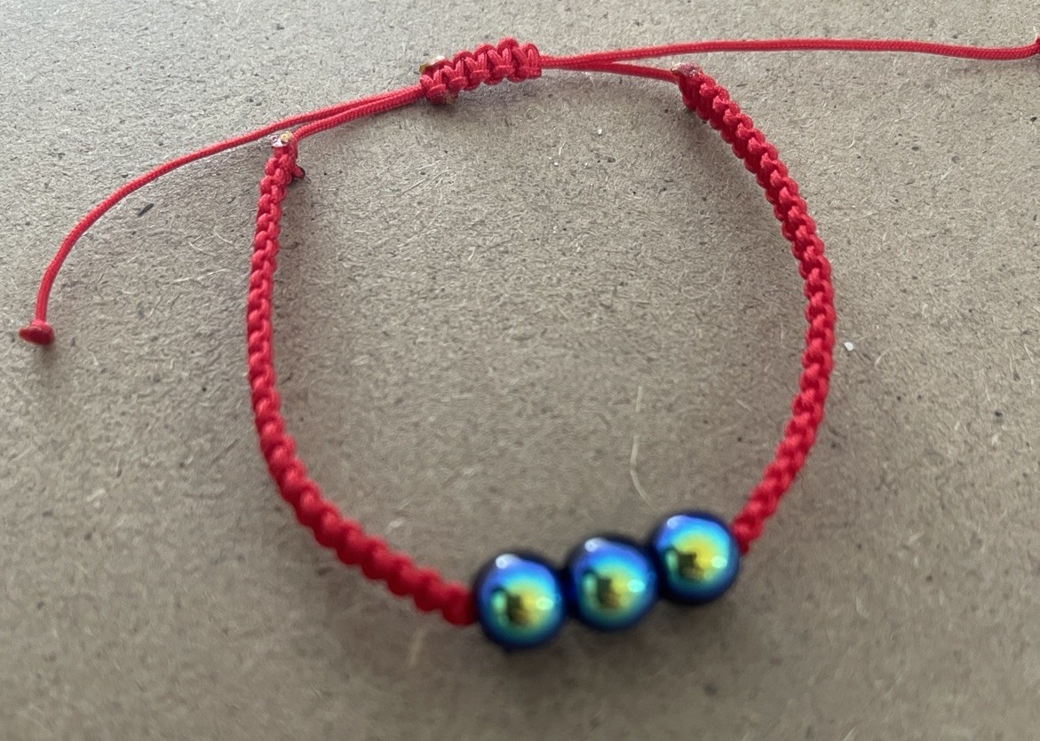 Red Bracelet With Black Obsidian For General Defense For Life