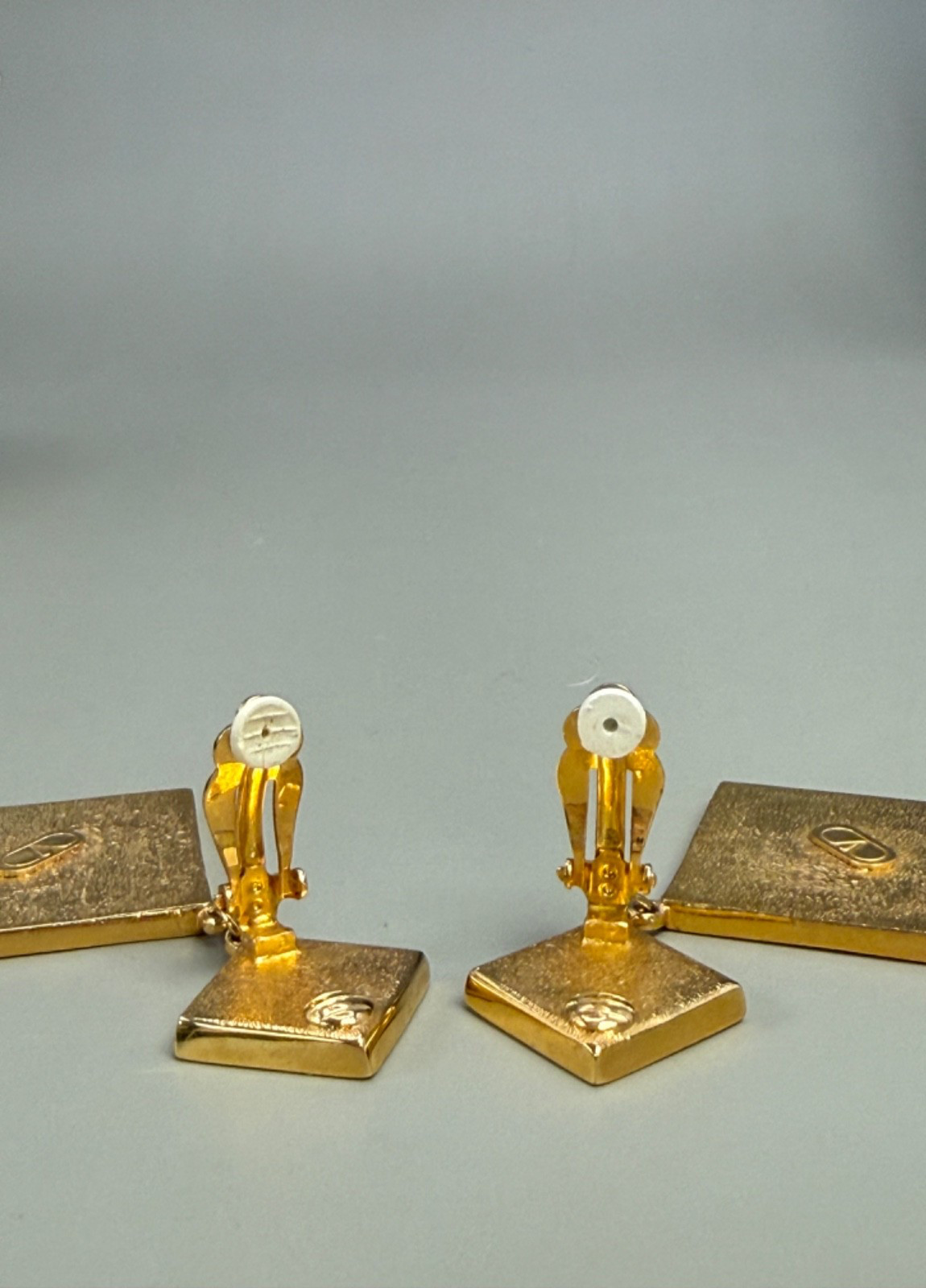 Vintage Valentino Garavani Geometric Enamel & Gold tone Clip on Earrings