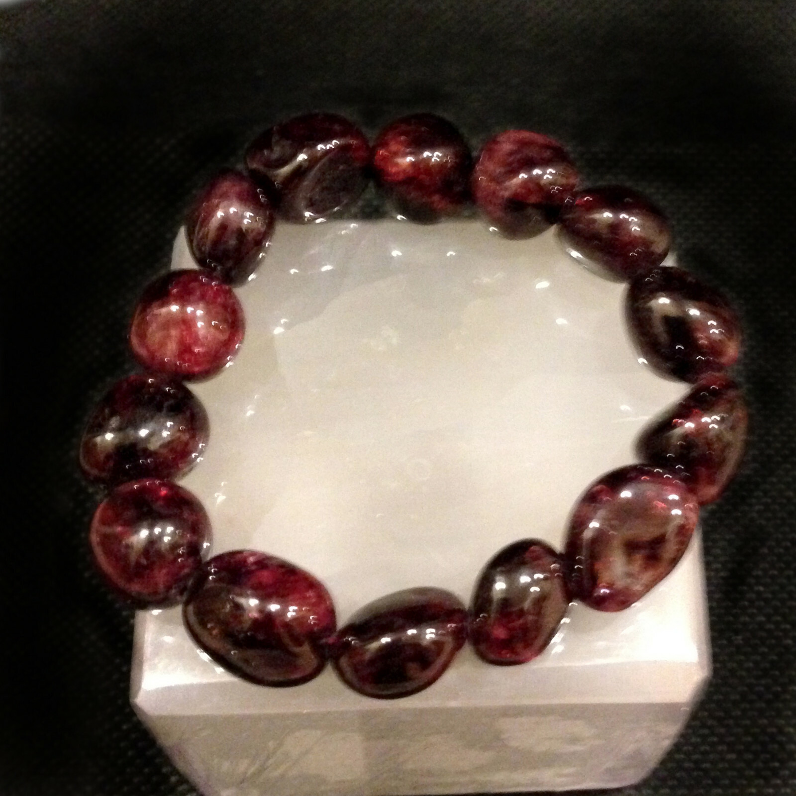 12 mm Red Garnet Bracelet Polished Stone Beads Natural Gemstone Nugget Reiki Hea