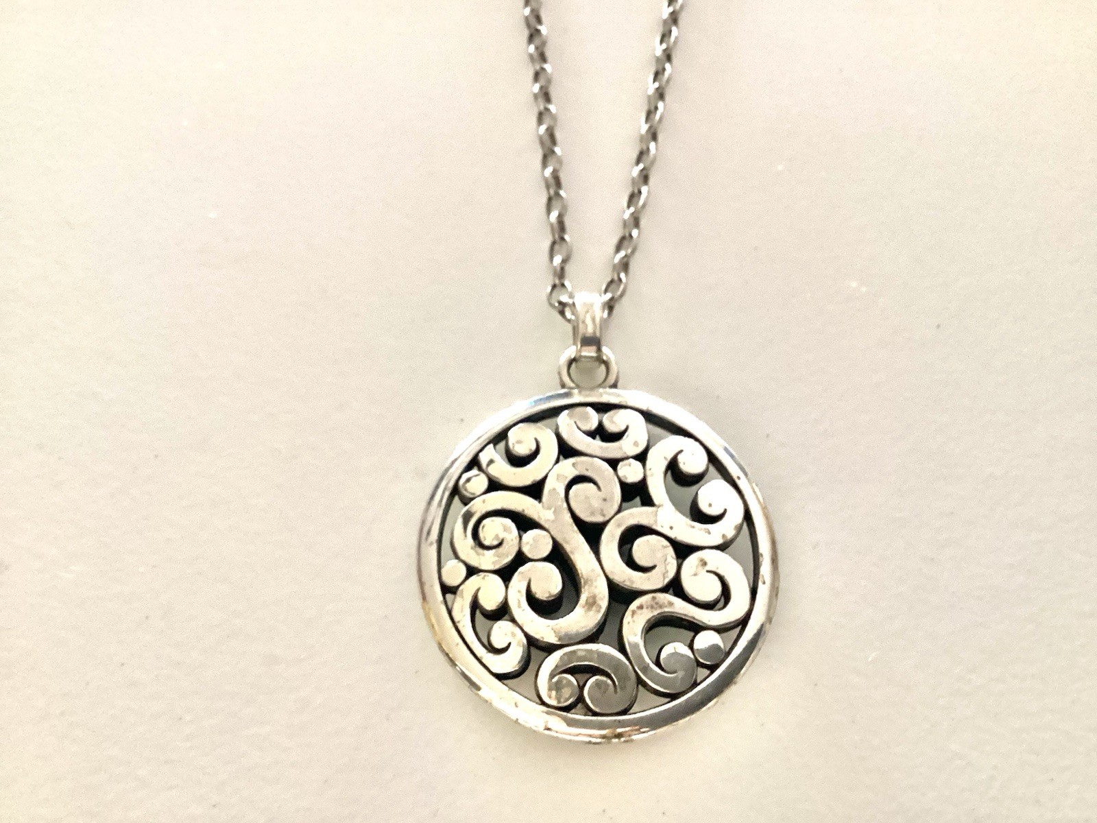 Brighton Contempo Round Pendant On Convertible Necklace Silver