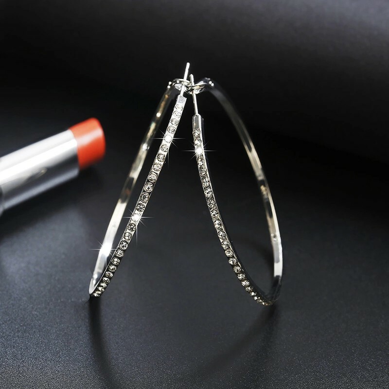 New Earrings Women Fashion Trendy Big Round Hoop Earrings Circle Elegant Simple