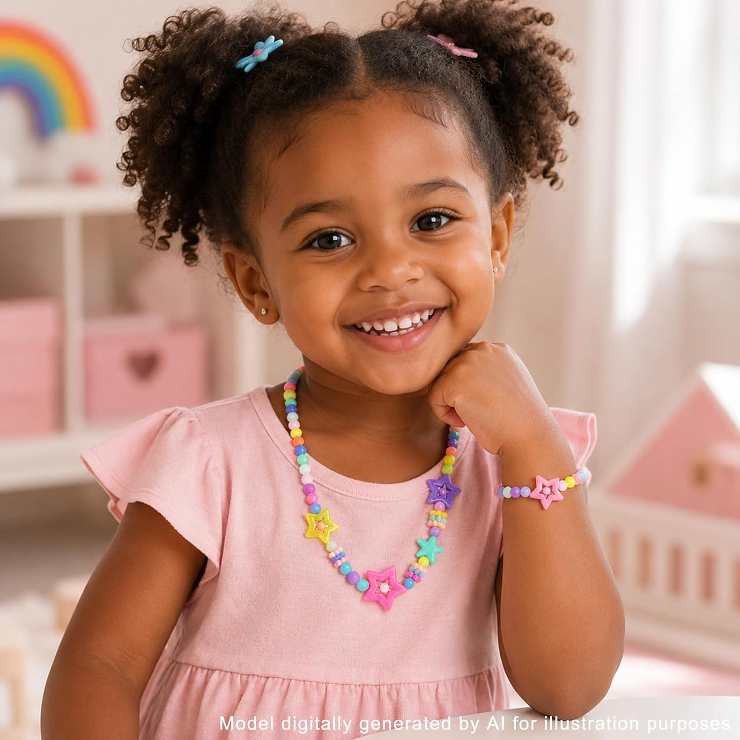 Kids Classic Jewelry, 6 Sets of Beaded Necklaces and Bracelets for Girls, Favors