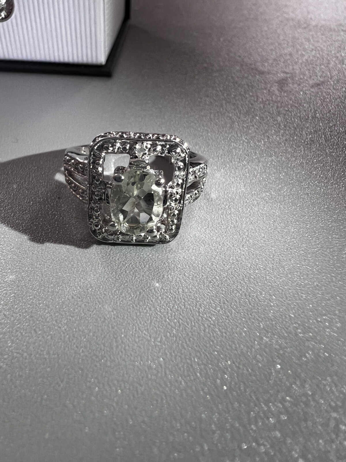 Natural 1.2 1 CT Green Amethyst 925 Ring Size 8.25