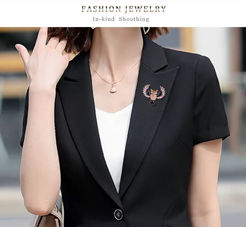 Colorful Rhinestone Owl Brooch Pin for Women,Fashion Jewelry Gifts