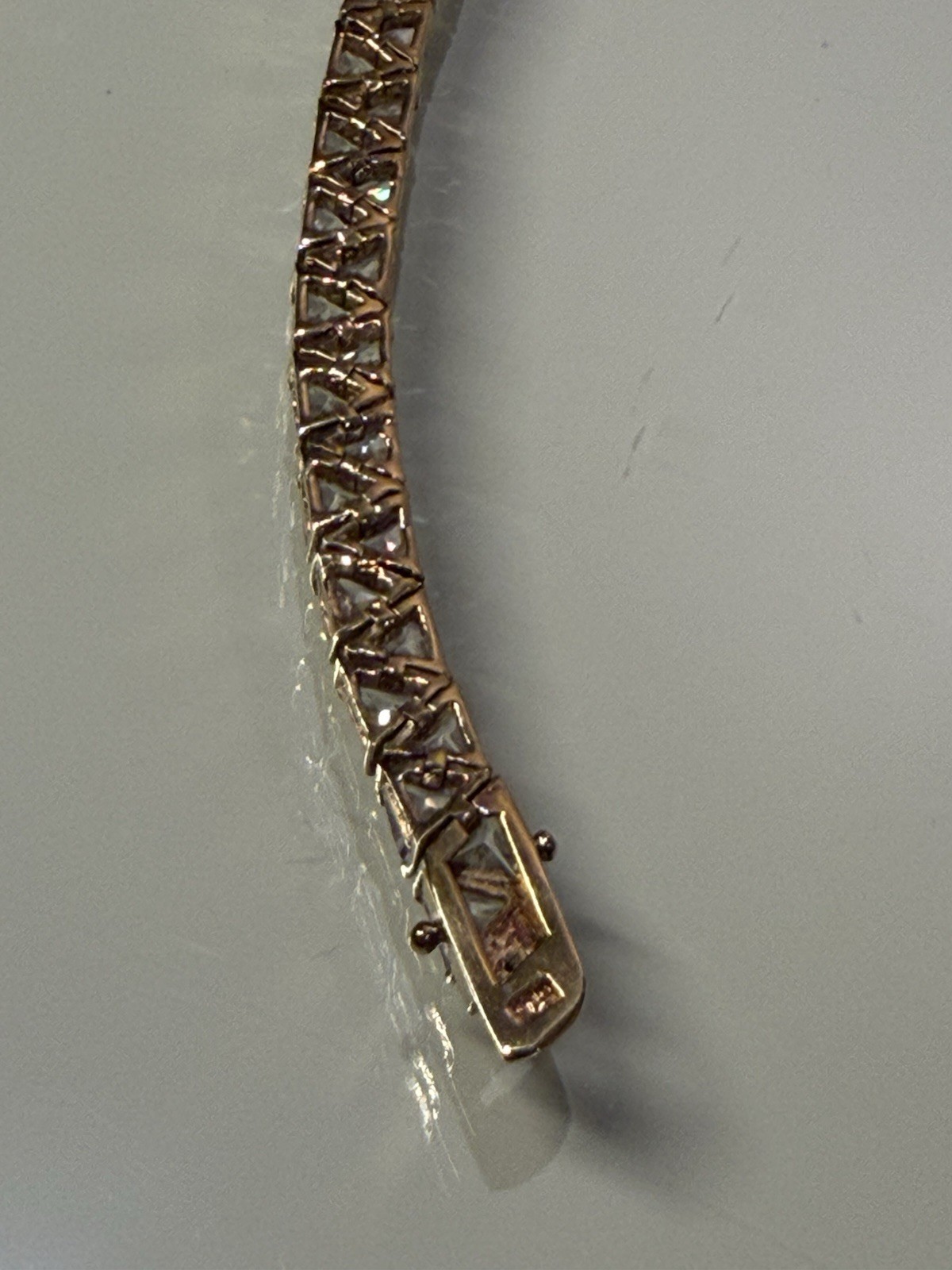 18k Gold Plate 925 Sterling Silver 30g Trillion Cut CZ Triangle TENNIS BRACELET