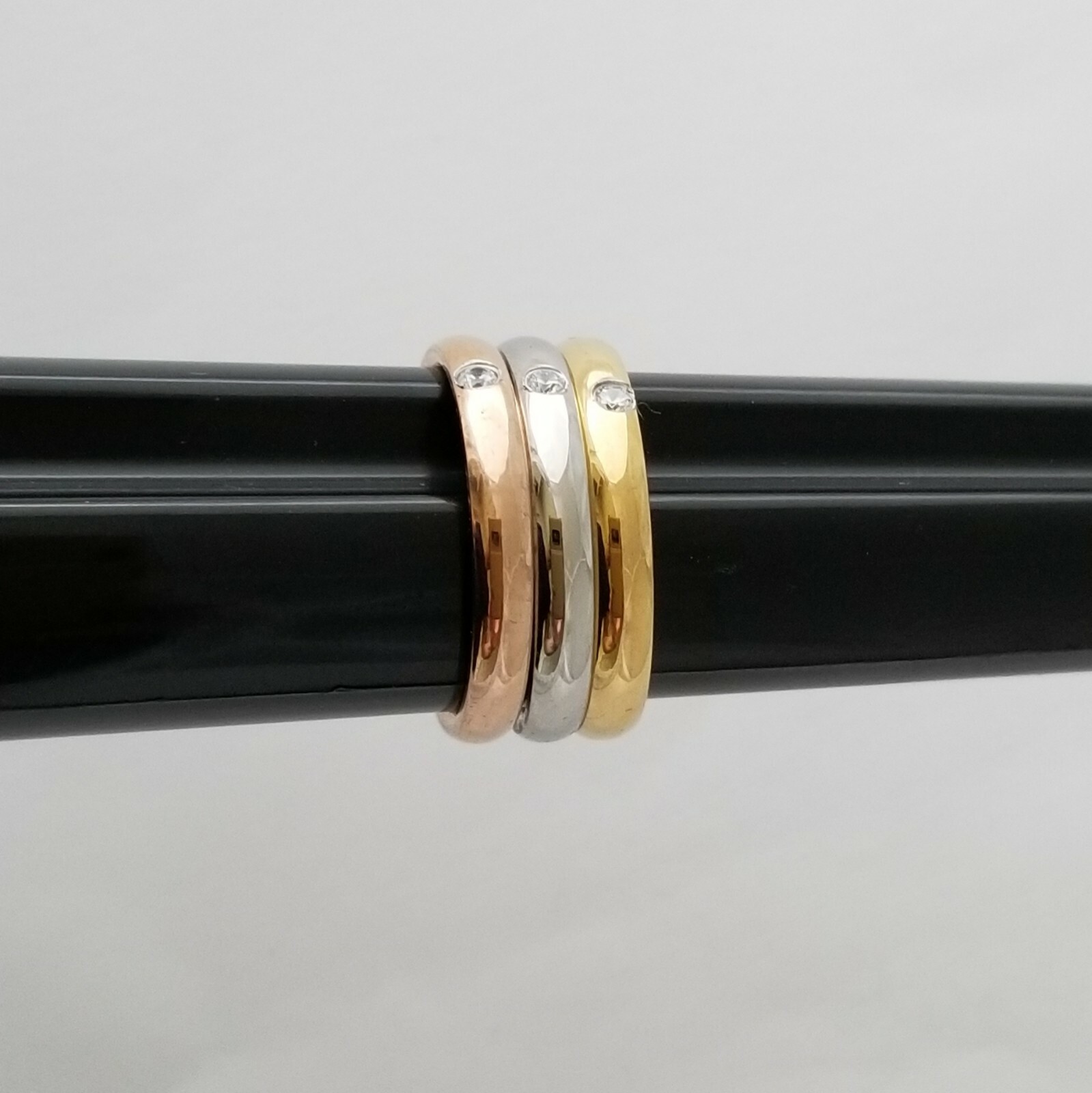 Tri-Color Gold Ring with center CZ Size