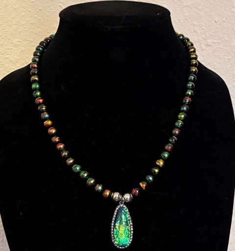 Necklace made with Rainbow Hematite Beads