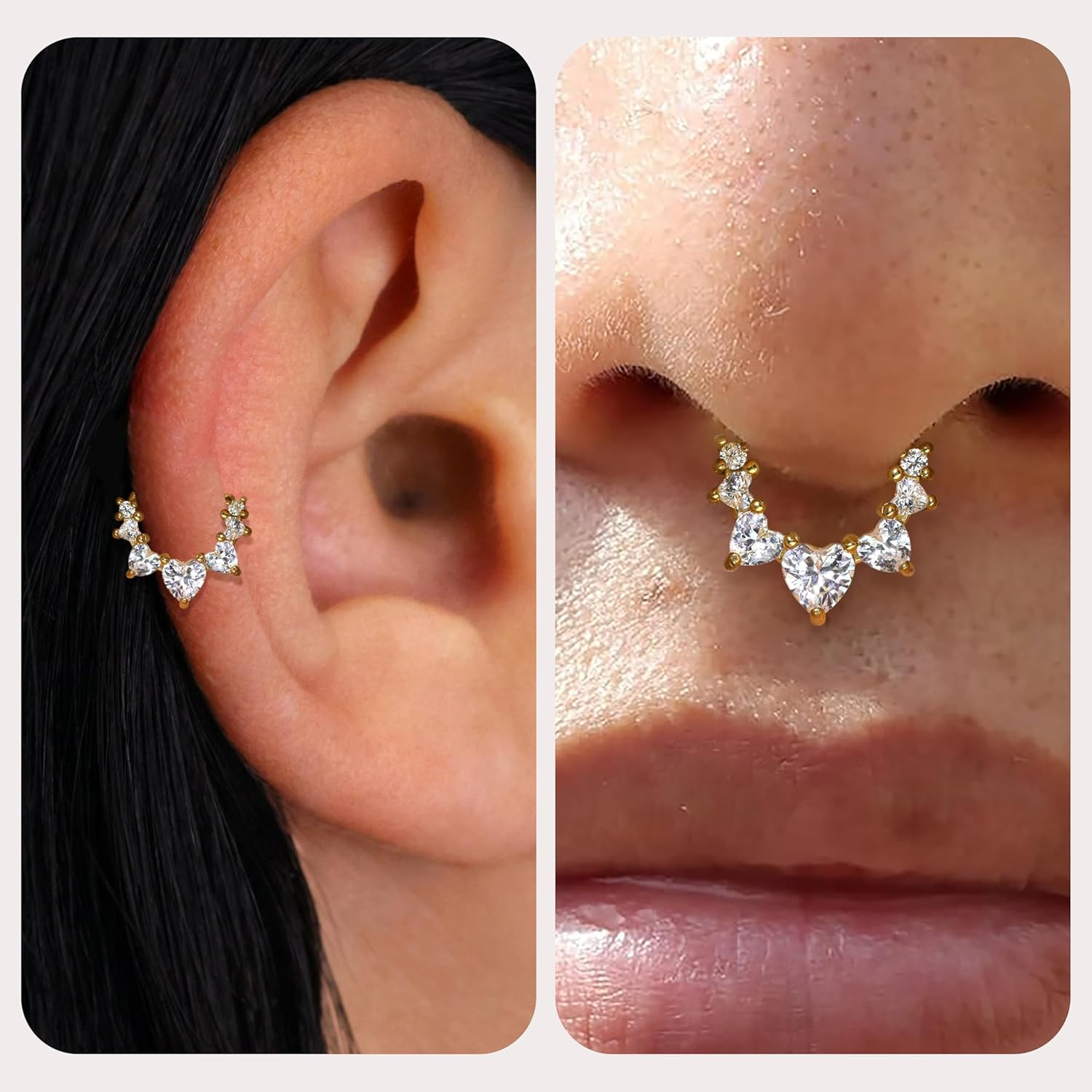 Cartilage Daith Earrings for Women Small 14K Gold Plated Hoop Hypoallergenic Hel