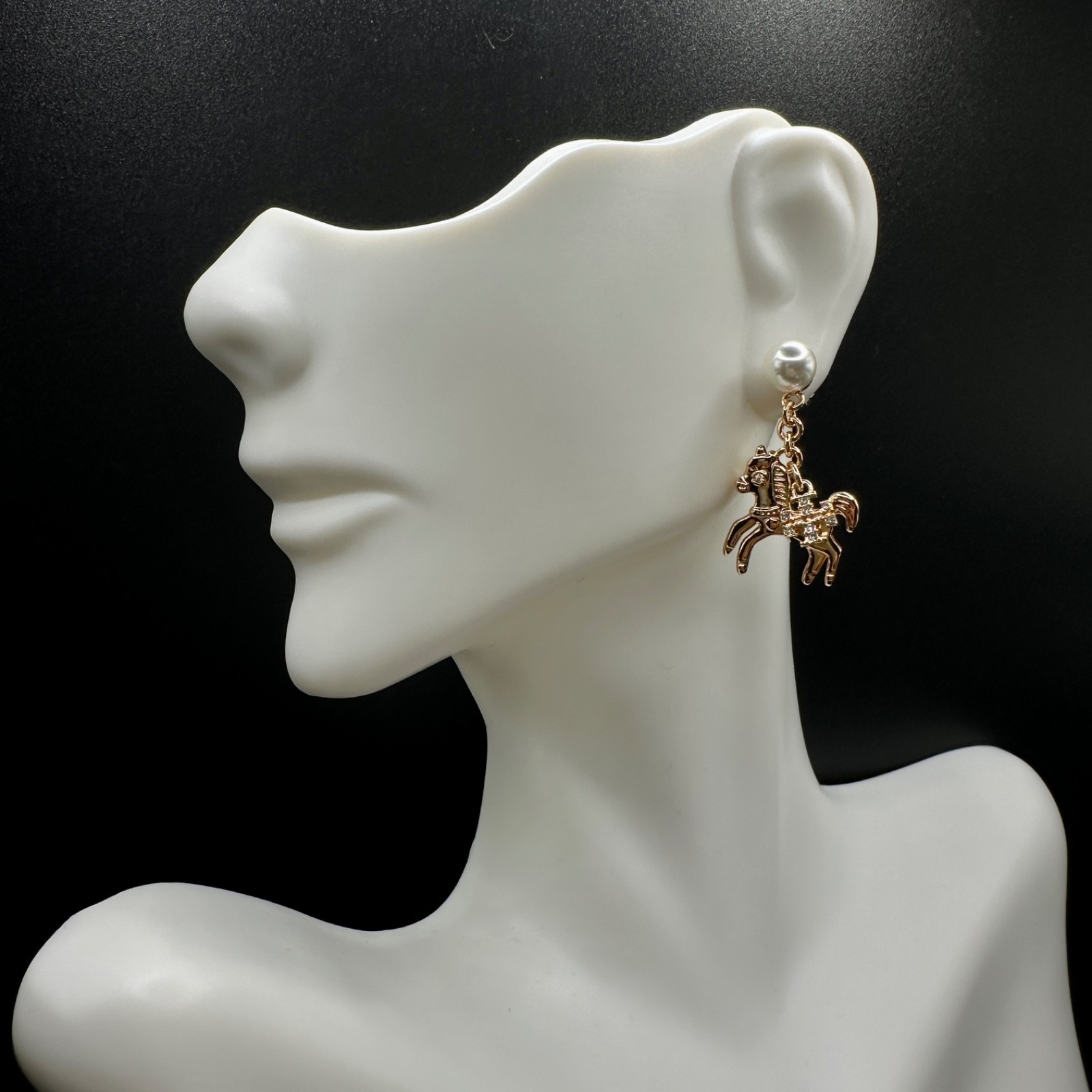 Tory Burch Curiosity Horse Charm Earrings | Giftable, New | Full Packaging