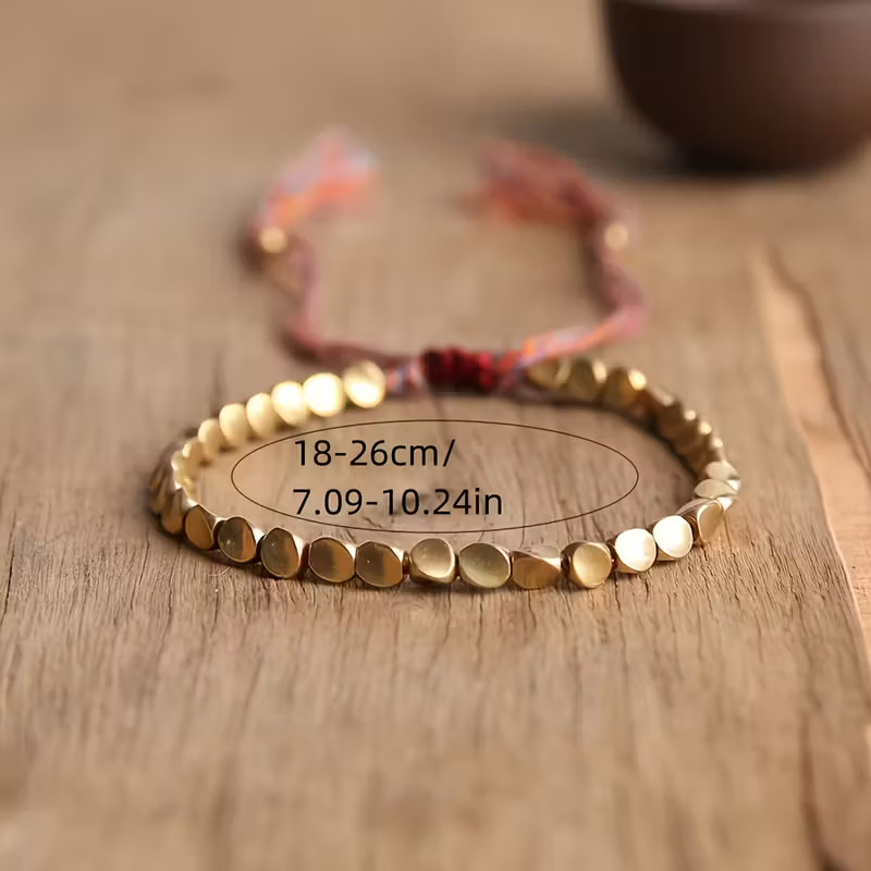 Tibetan Copper Beaded Bracelet Good Luck Friendship Wealth Healing Handmade Gift