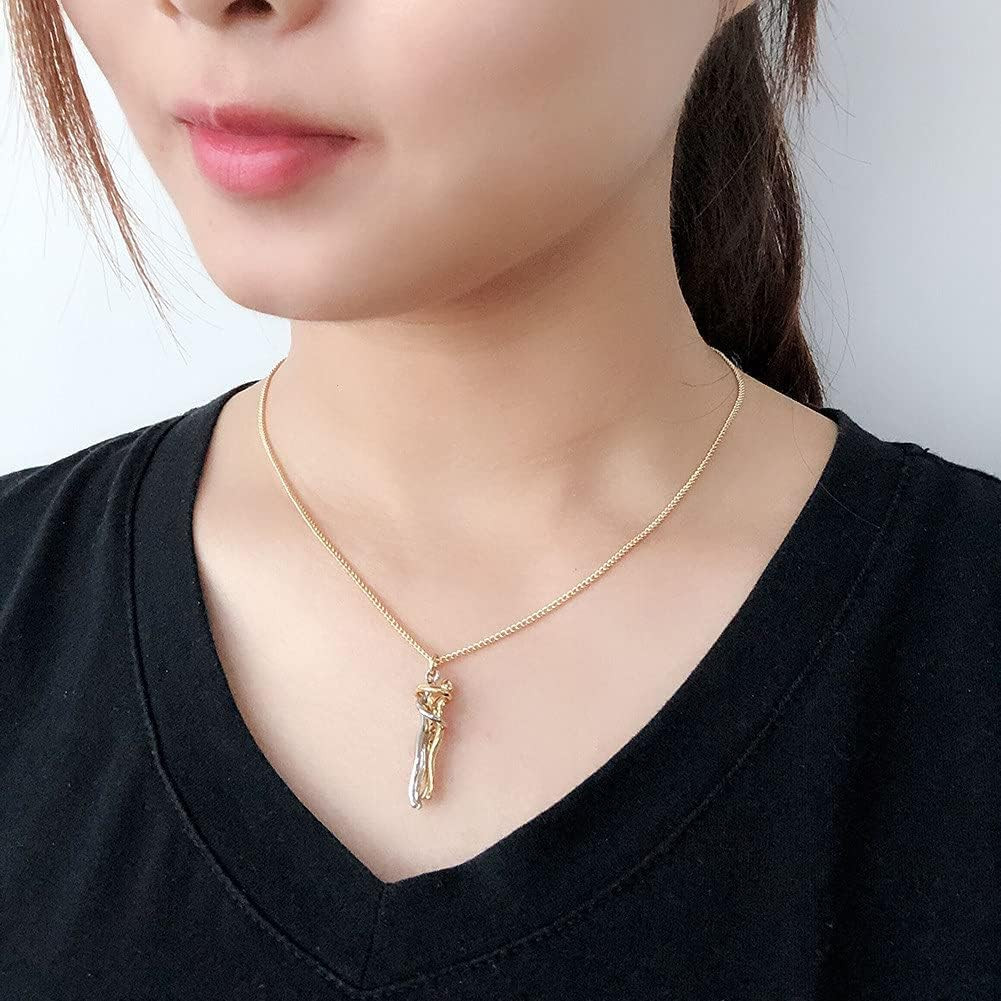 Couple Hug Necklace Pendant Simple Affectionate Snuggle Hugging Necklace