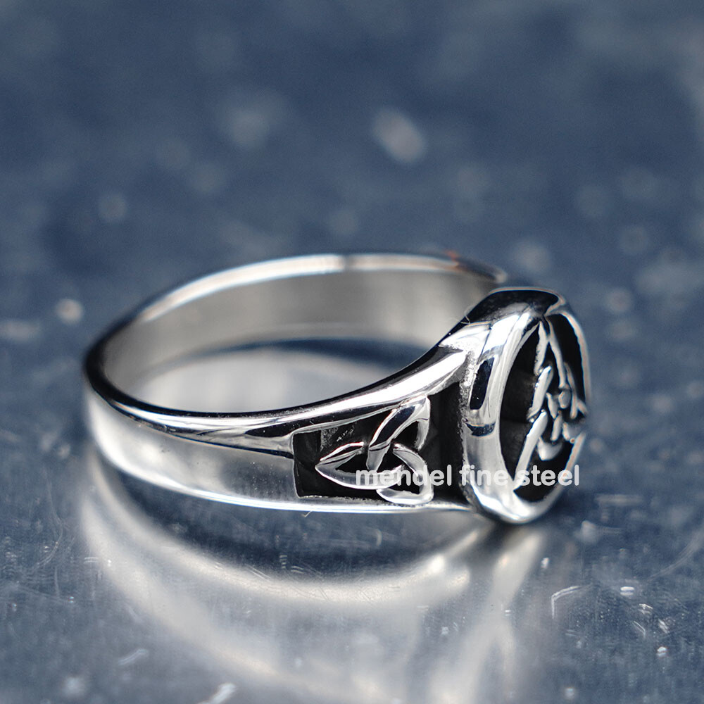 MENDEL Stainless Steel Womens Celtic Triquetra Trinity Knot Ring Band Size 6-13