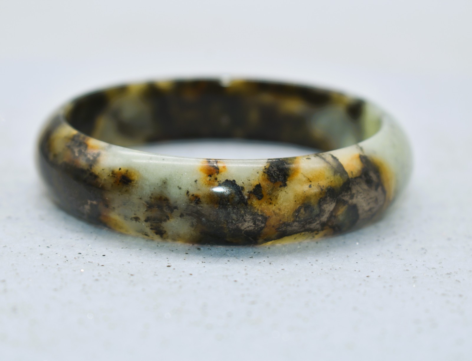 Green Jadeite 15 mm Solid Bangle Bracelet 7 inch