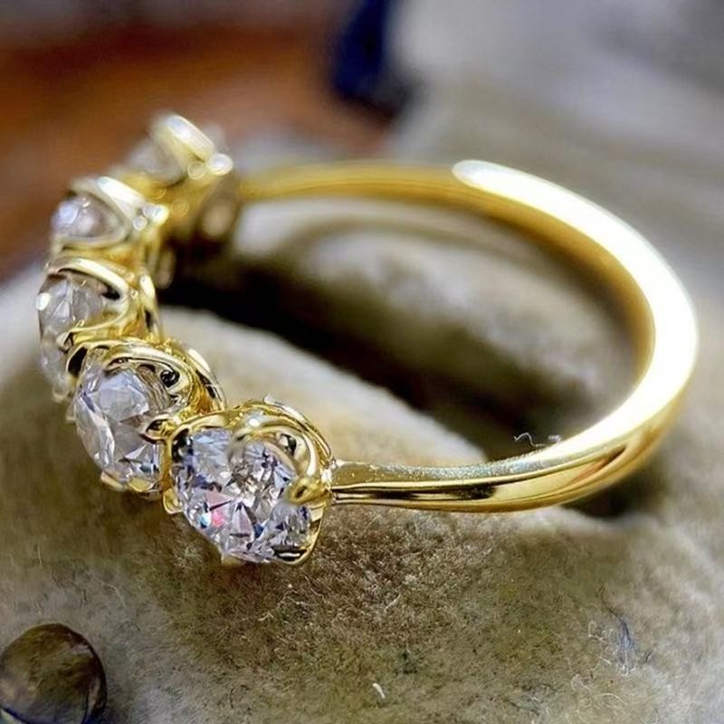 Fashion Woman 18k Gold Plated Sparkling CZ Band Ring Wedding Engagement
