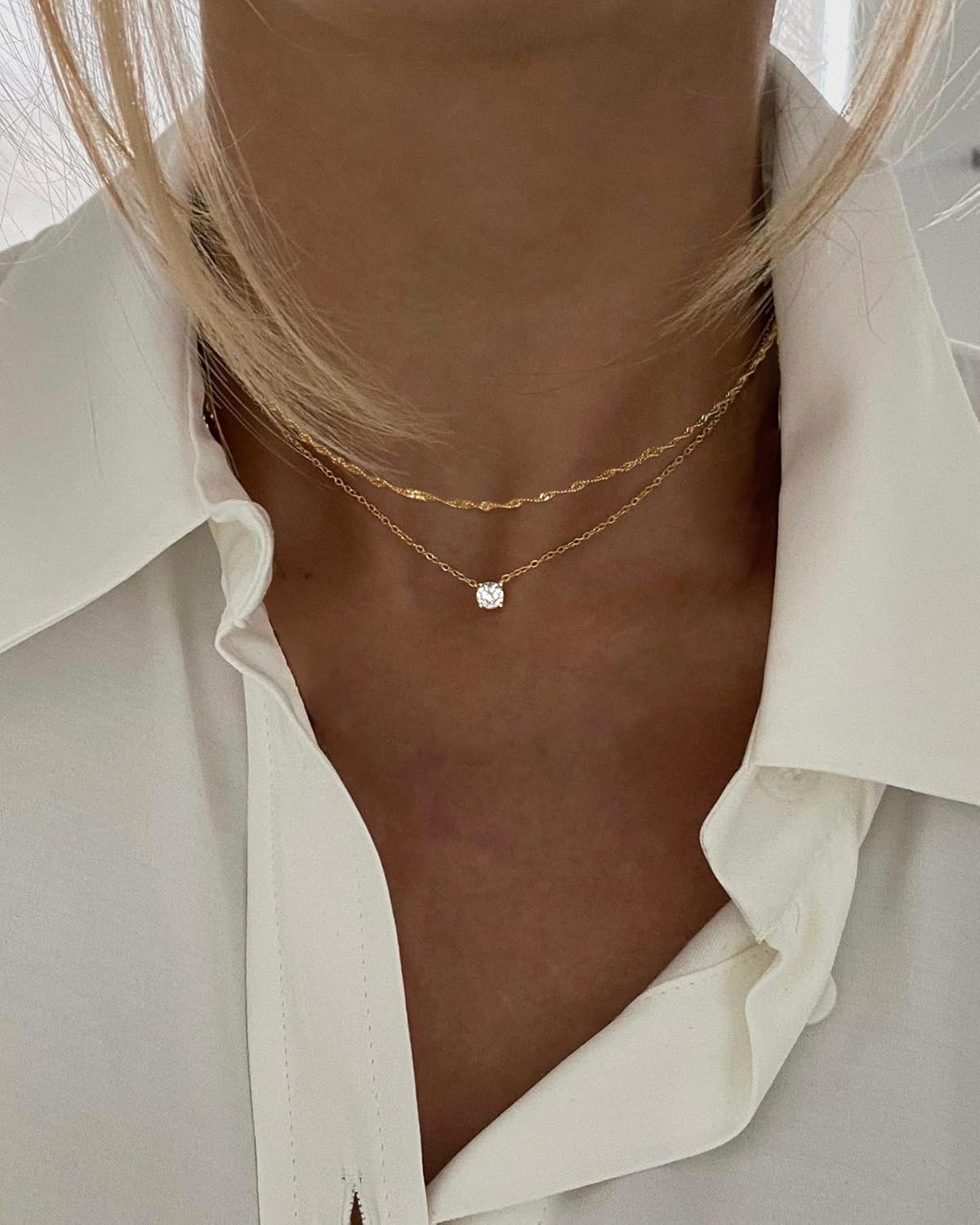 Versatile 14k Gold Plated Dainty Necklaces with Stunning CZ for All Occasions