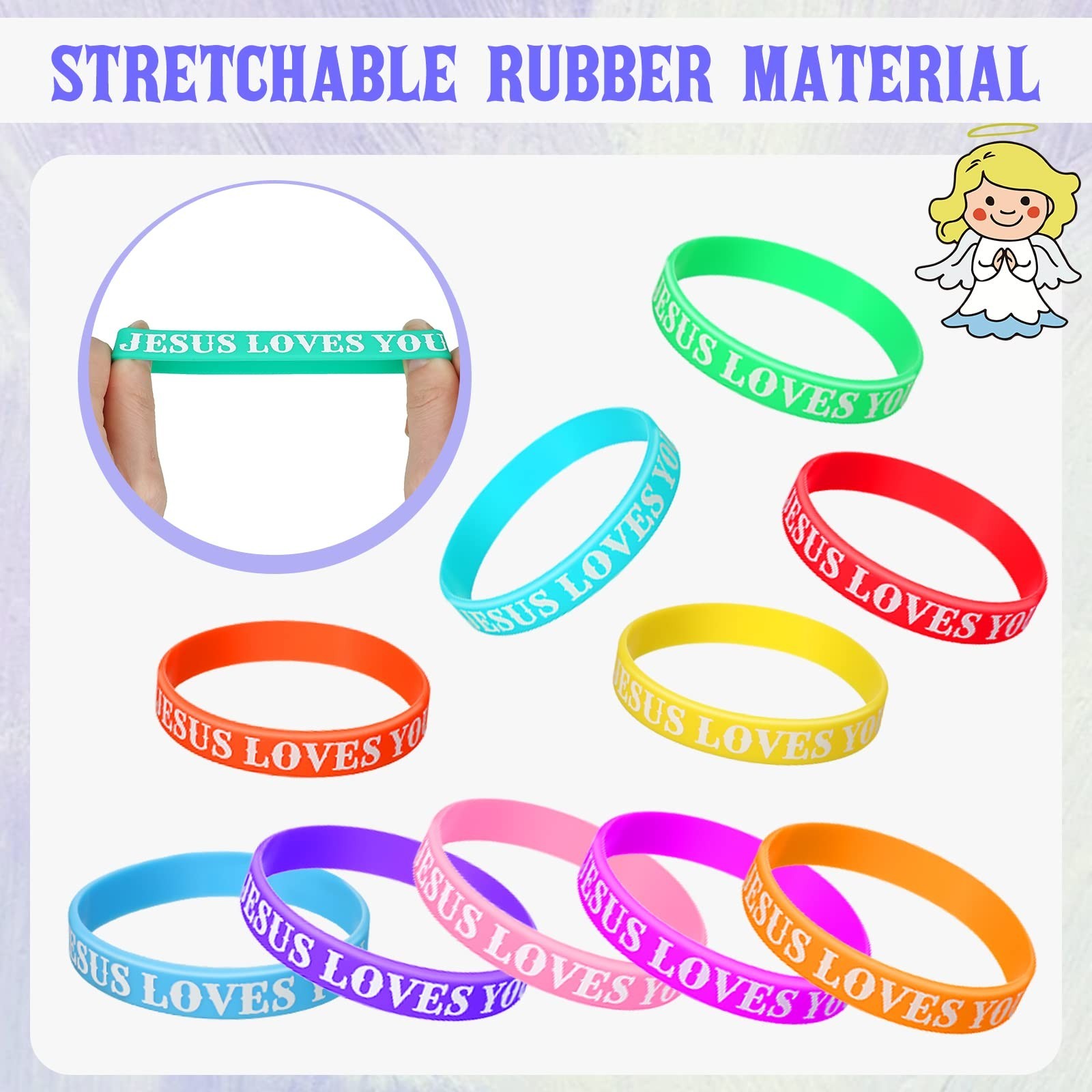 100 Pcs Jesus Loves You Bracelets – Colorful Silicone Rubber Wristbands for Men