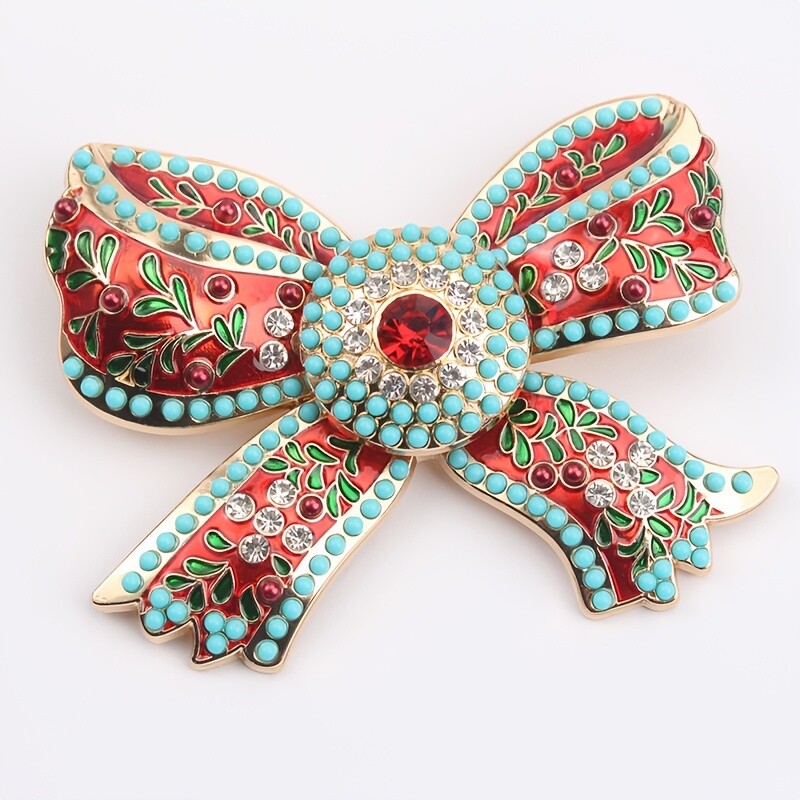 women fashion colorful bow brooch luxury rhinestone accessories pins jewelry