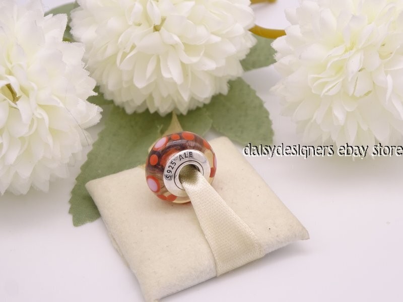Authentic Pandora Cinnamon Bubbles Glass Charm 790906 Retired