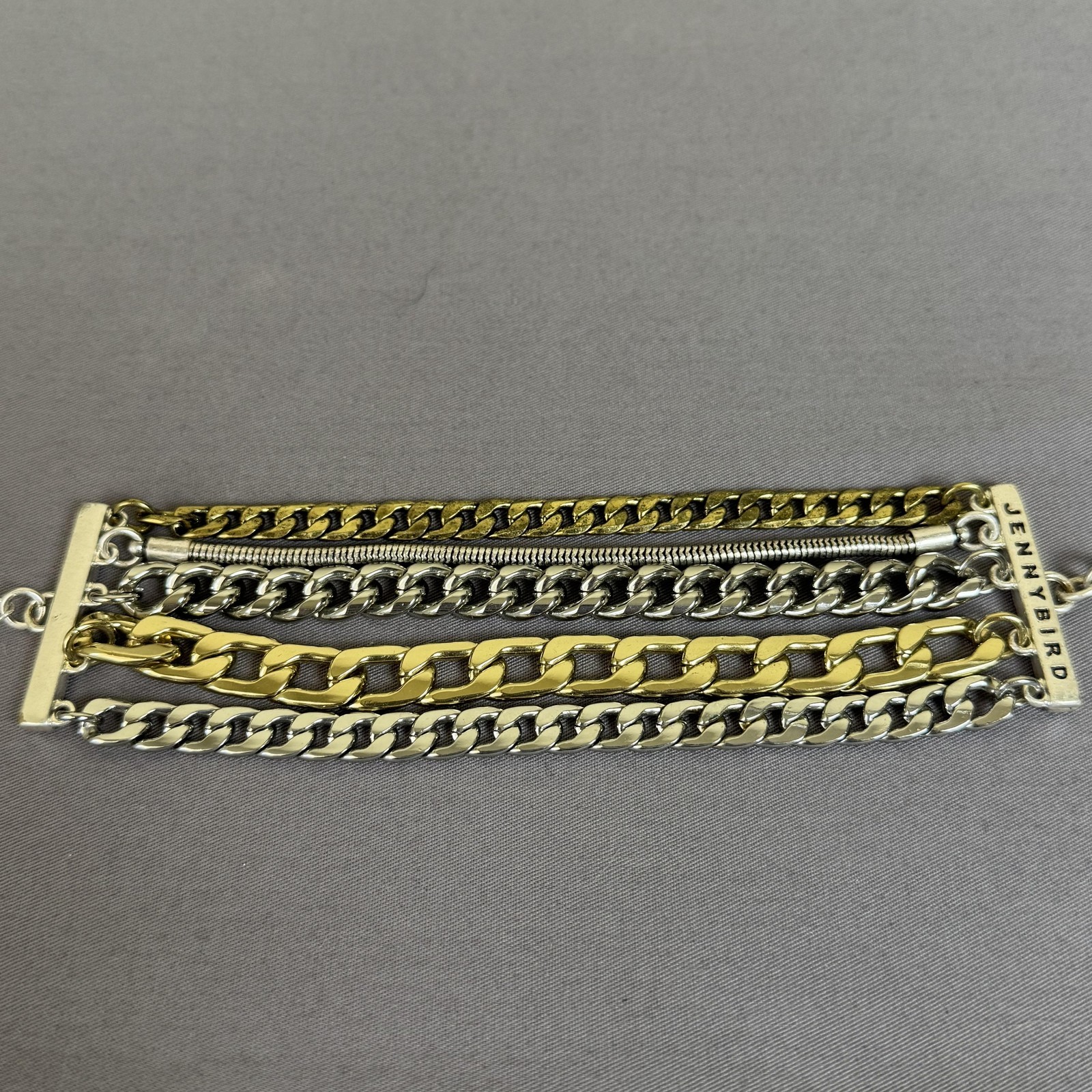 Jenny Bird Bracelet Silver Gold Mixed Metal Multi Chain Cuff Womens 8 In Jewelry