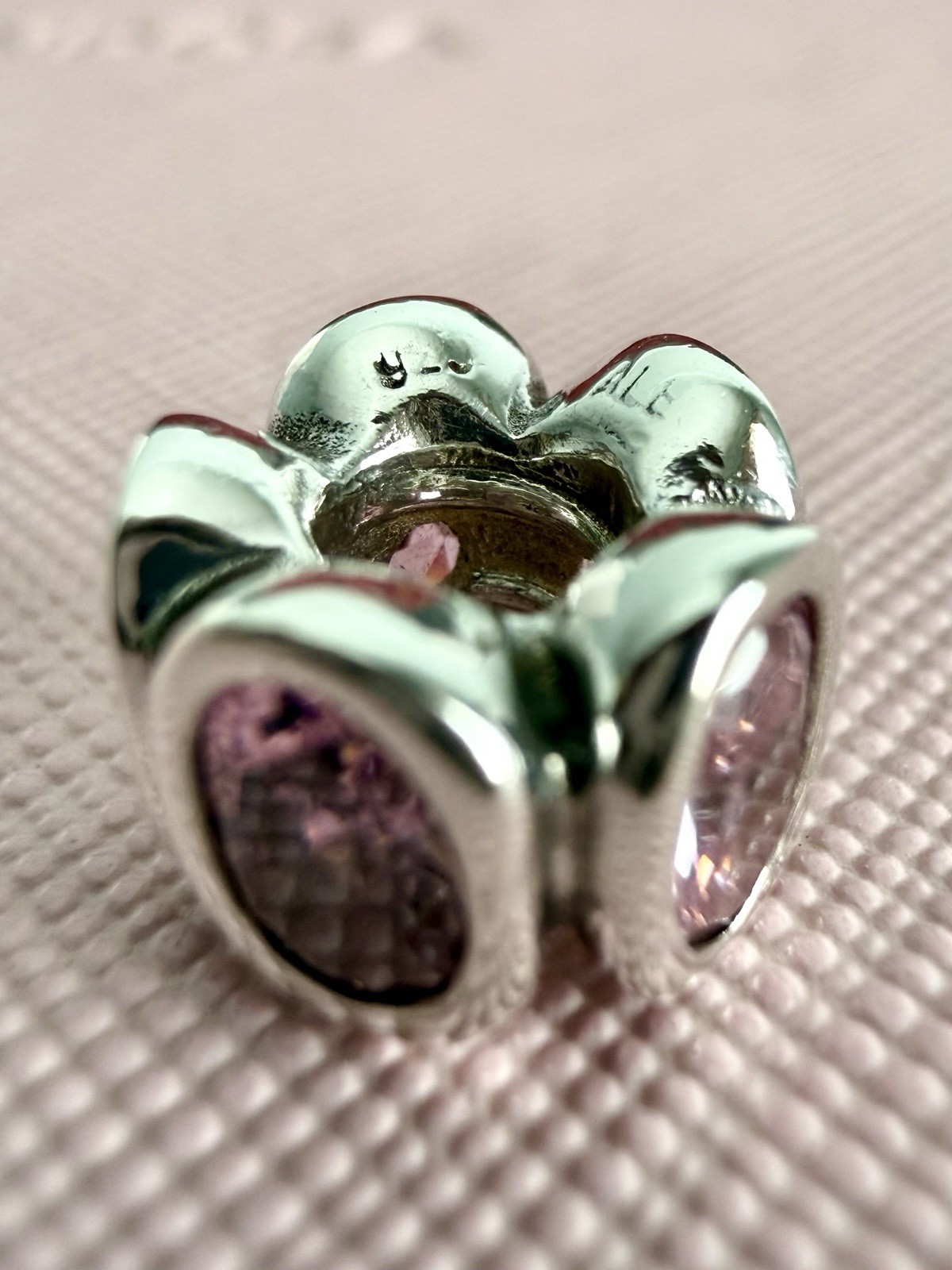 Pandora Sterling Sliver Pink Oval Lights CZ Charm #790311PCZ RETIRED Authentic