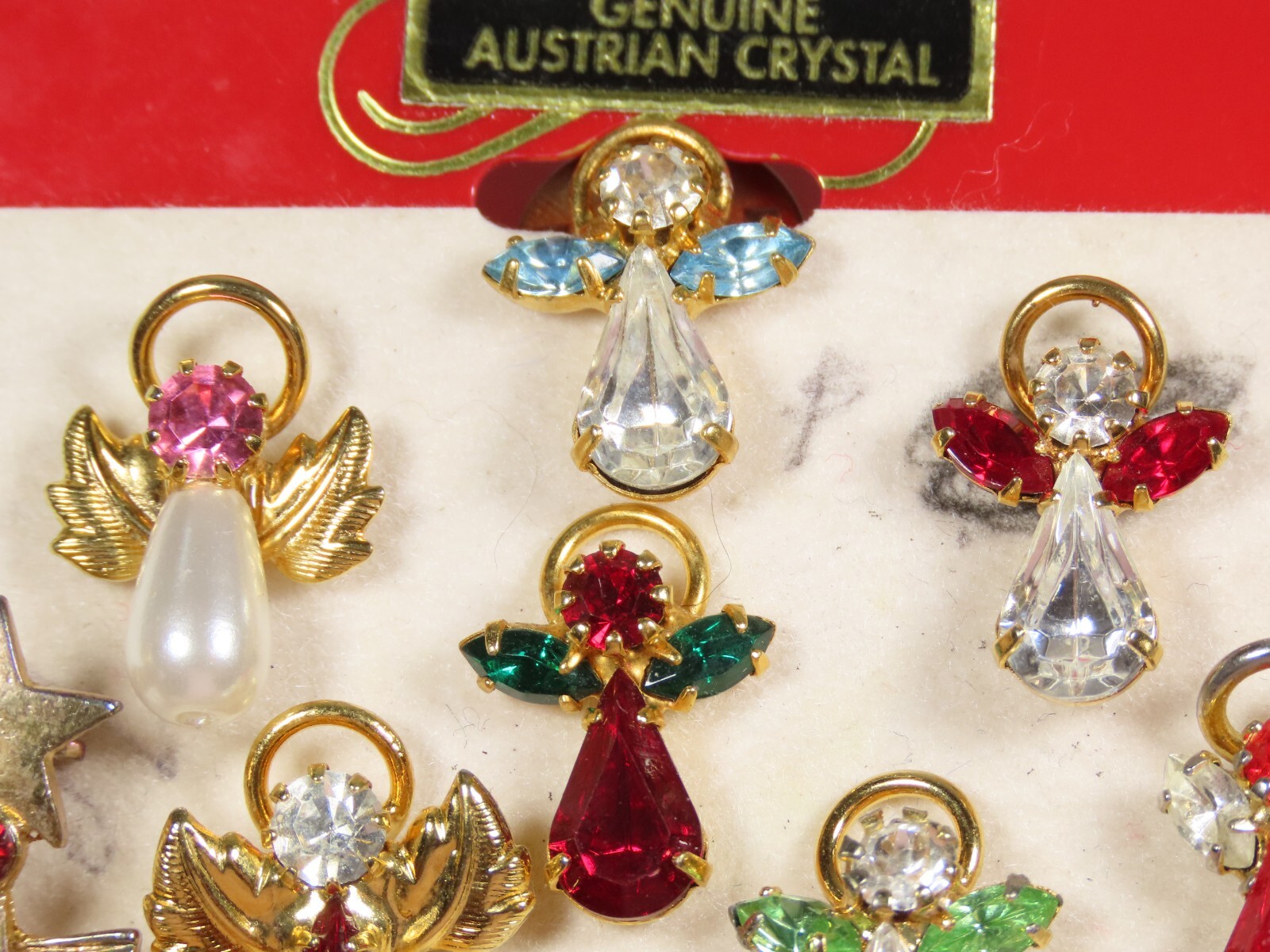 Christmas Lapel Pins Genuine Austrian Crystal Roman Inc 9 Gorgeous Vintage C5415
