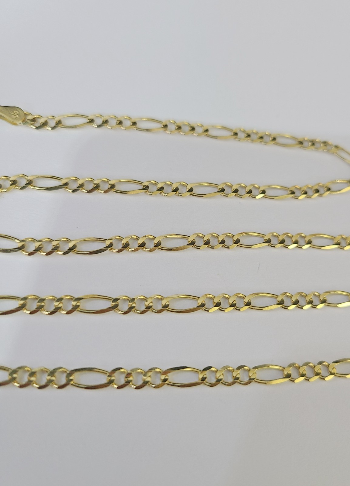 Real 10k Yellow Gold Chain Figaro Link Necklace 3mm Men Women 10kt
