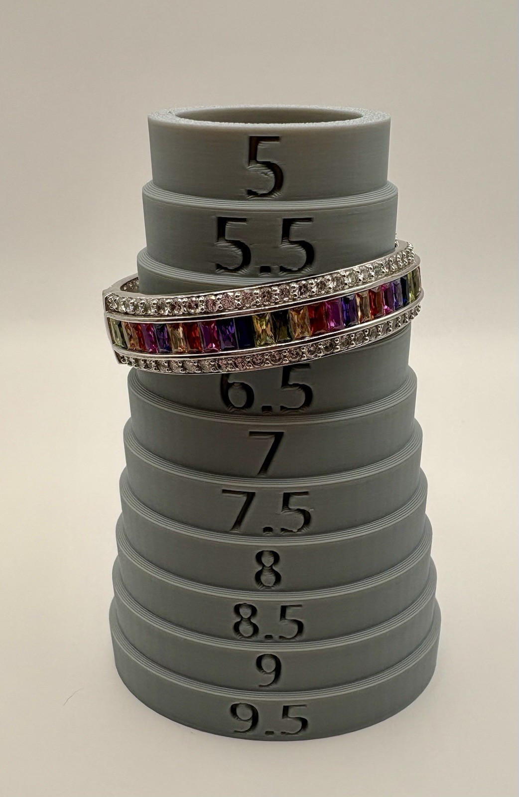 43.27g 925 Sterling Silver Rainbow CZ Hinged Bangle Bracelet Channel Set 6.5”