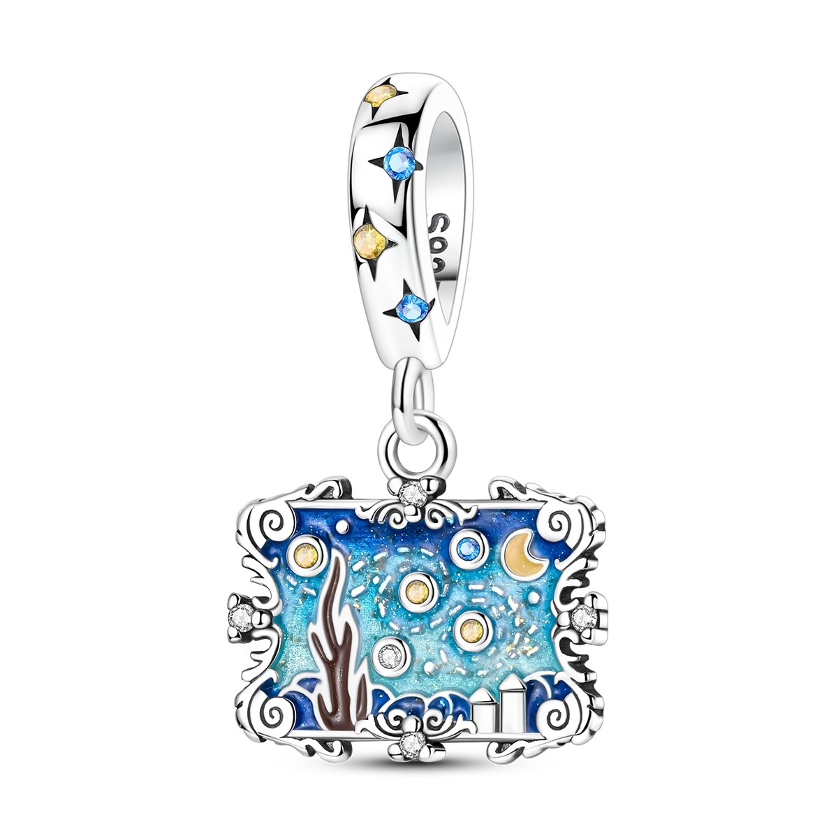 MULA European 925 Sterling Silver Charm Starry Sky Pendant fit Women Bracelet