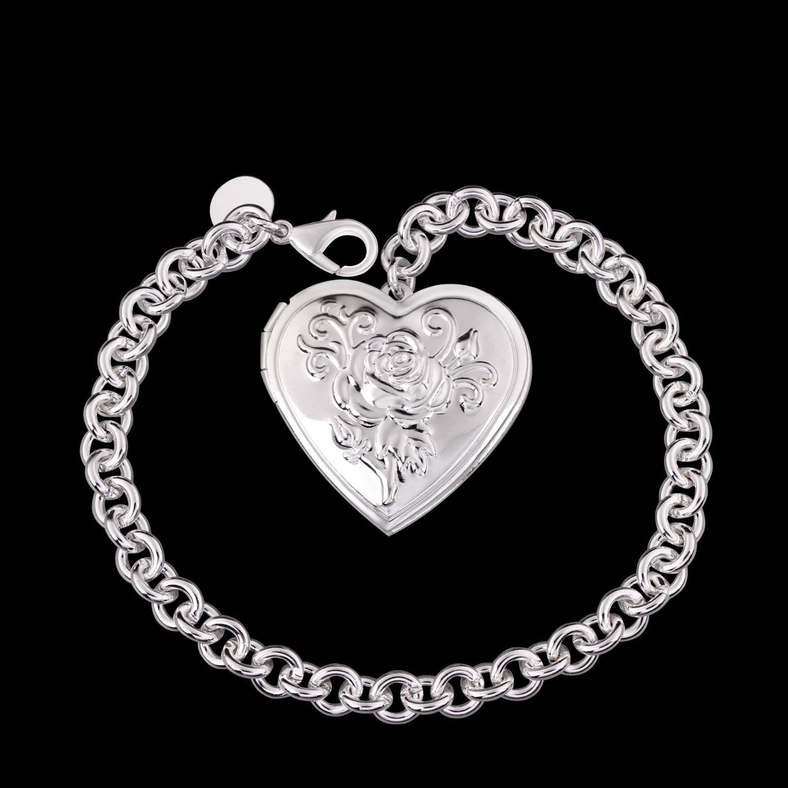 Women 925 Sterling Silver Flower Rose Bracelet 8 Inches 6MM Lobster Clasp L65