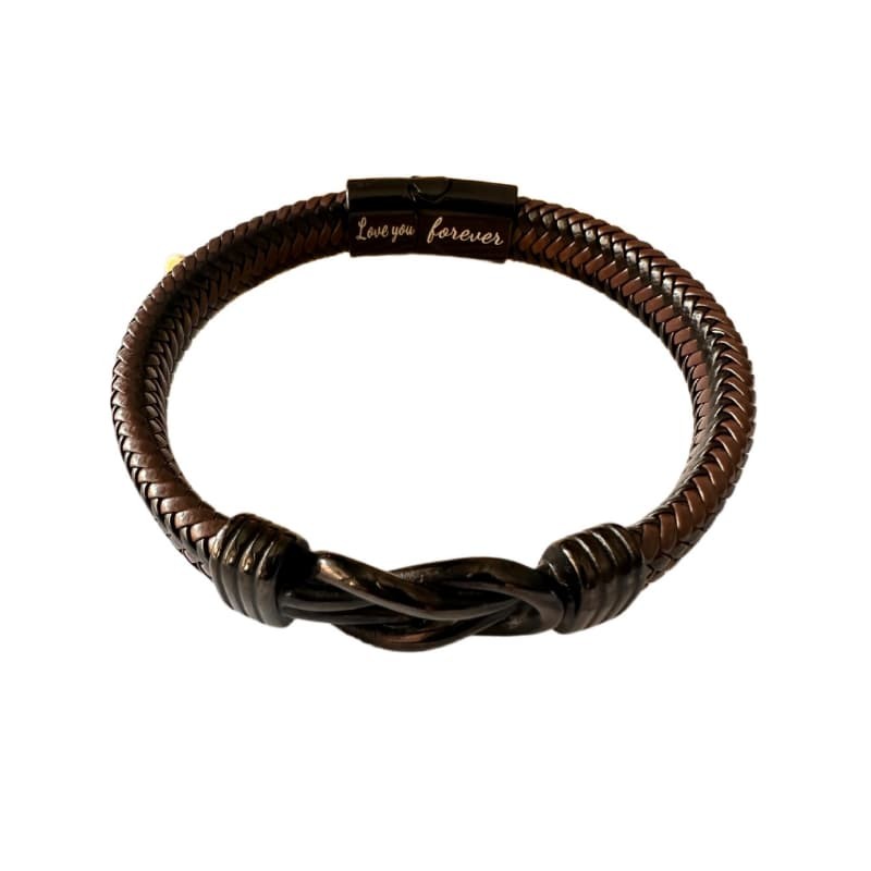 Men’s Braided Leather Bracelet Magnetic Locket Bangle Cuff a Card for the Son