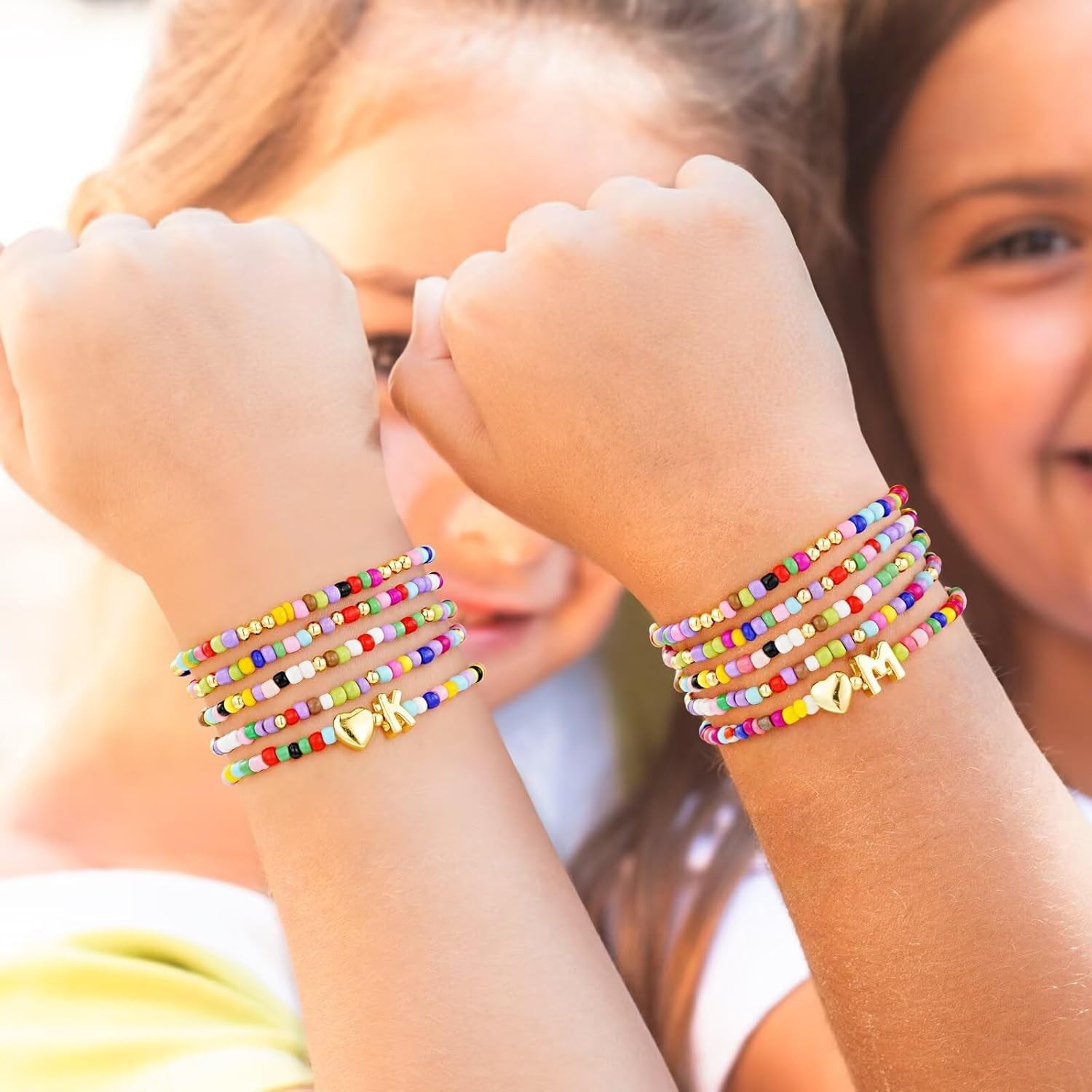 M MOOHAM 5PCS Colorful Beaded Initial Bracelets for Girls Women – Cute…