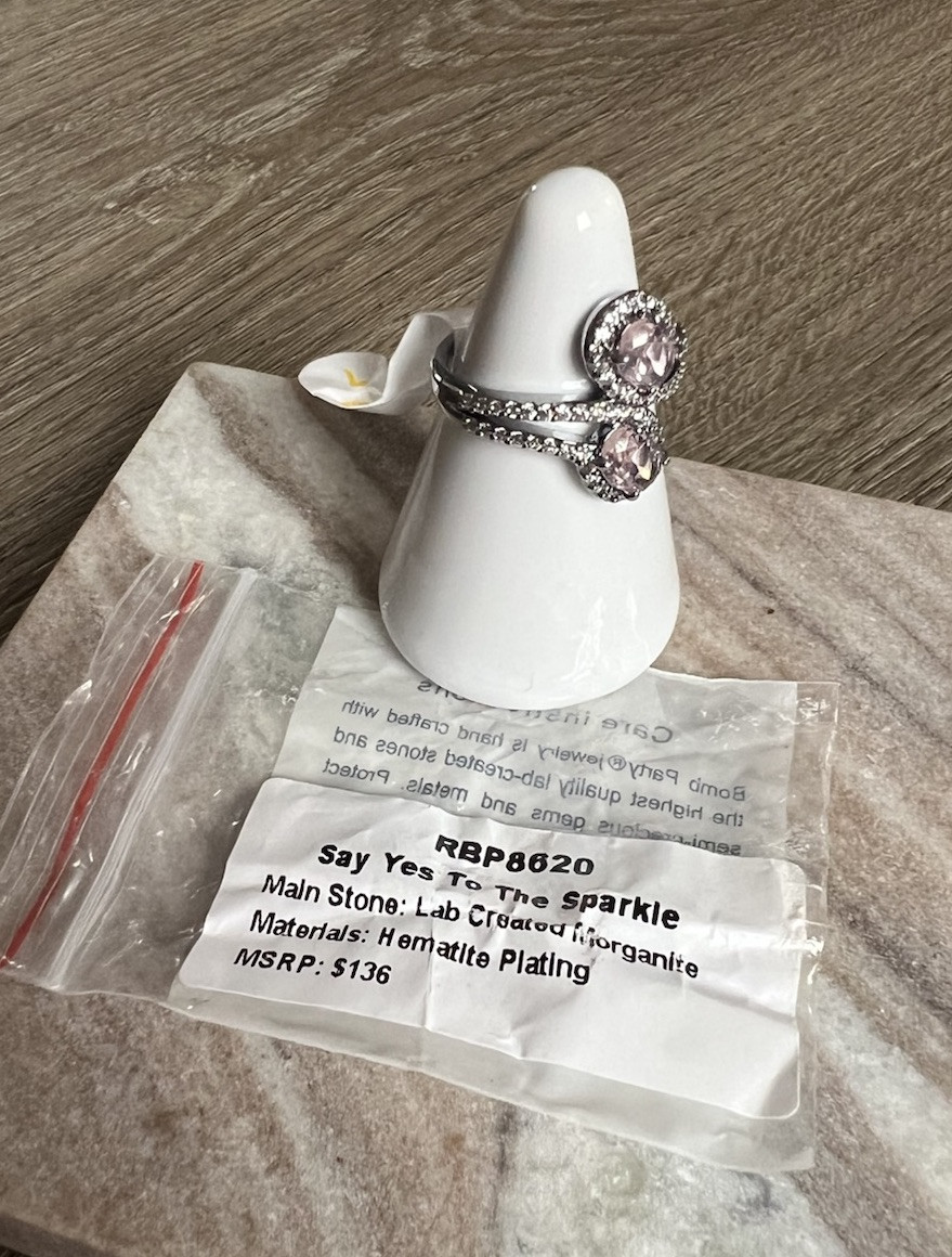 Bomb Party morganite hematite ring size 7 Say yes to the sparkle