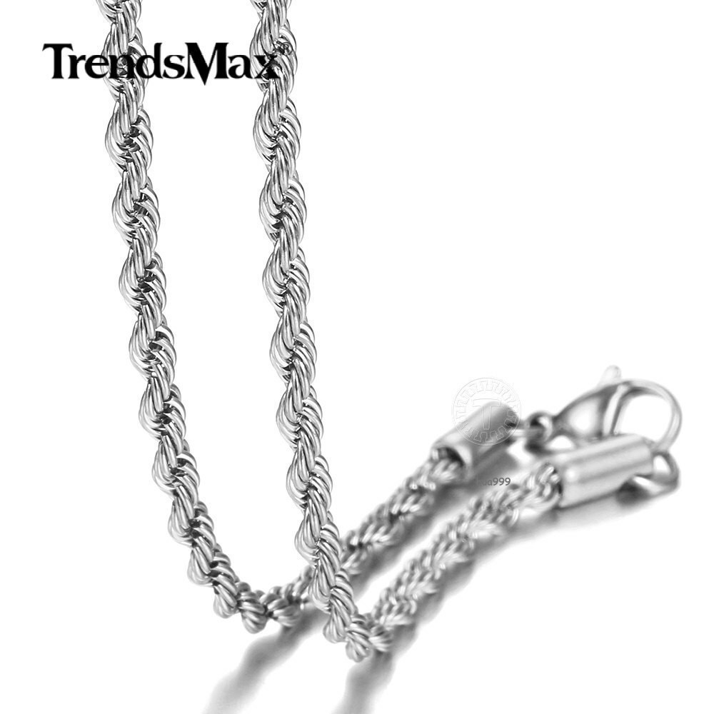 3/5/7mm 16-30″ Men’s Stainless Steel Twisted Rope Chain Necklace Choker Link