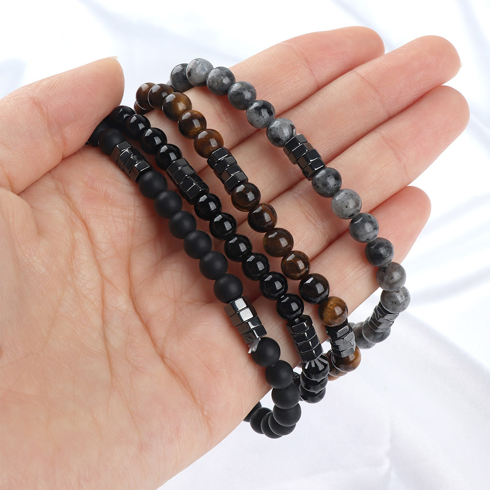 Geometric Beaded Men Bracelets Simple Fashion 6mm Stone Bangles Jewelry Bracelet