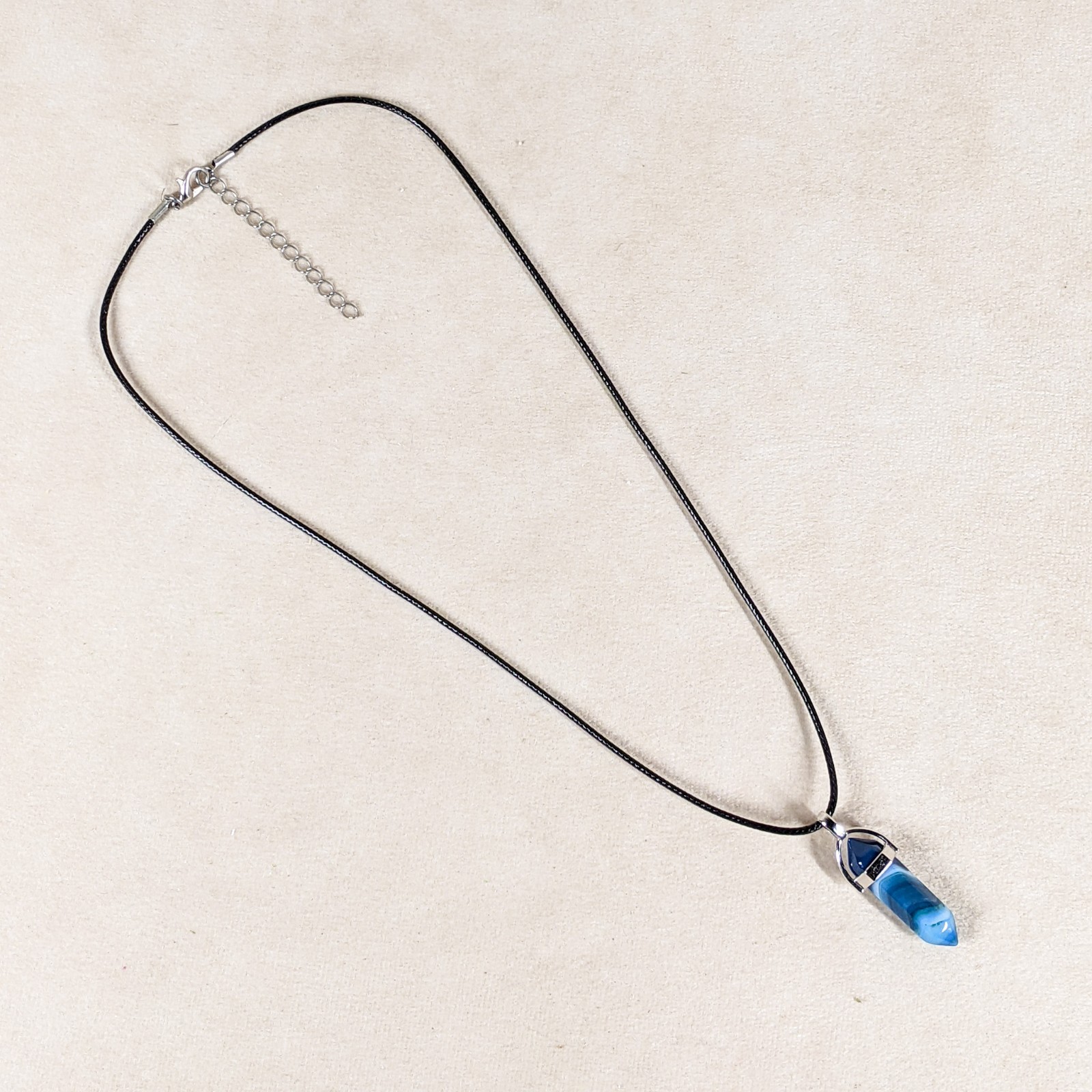 Blue Agate stone Hexagon Point Pendant Chakra Reiki Healing Amulet necklace