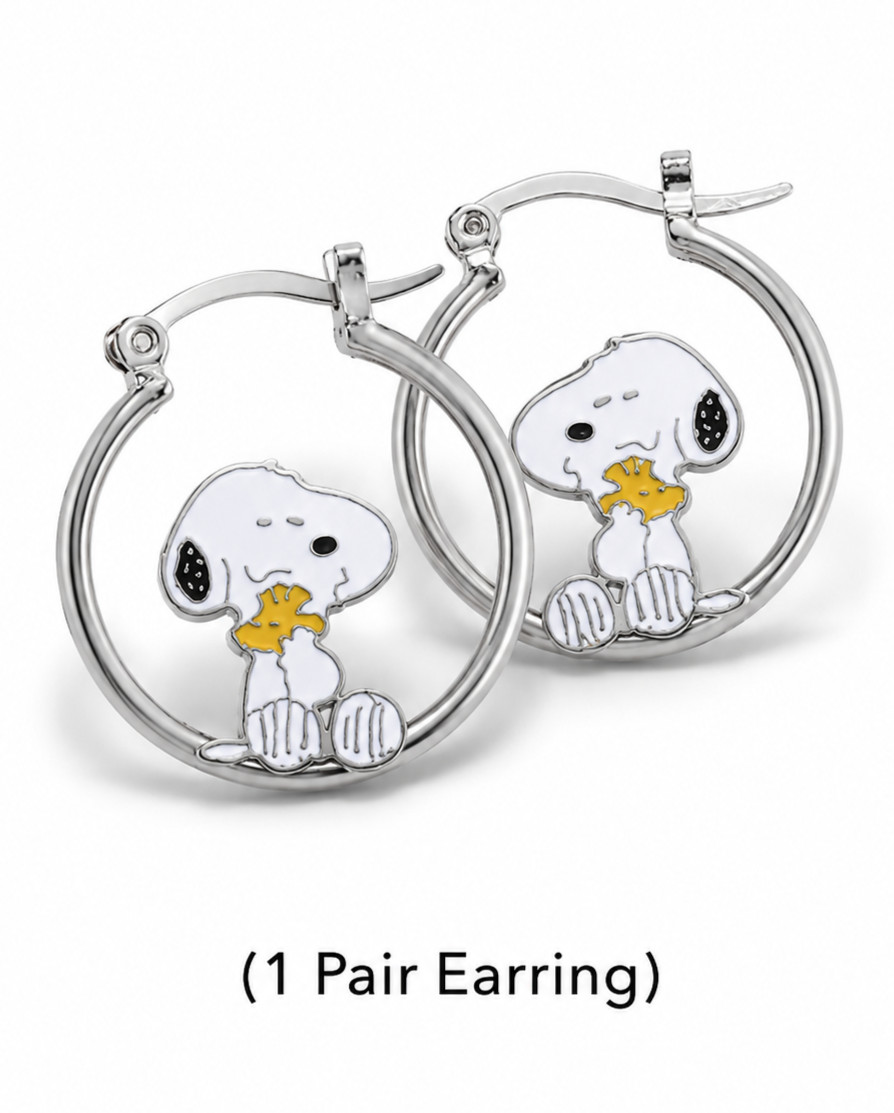 Cute Woodstock Friend Snoopys Hoop Earrings Clip Dangle Gift Earring 1 Pair Set